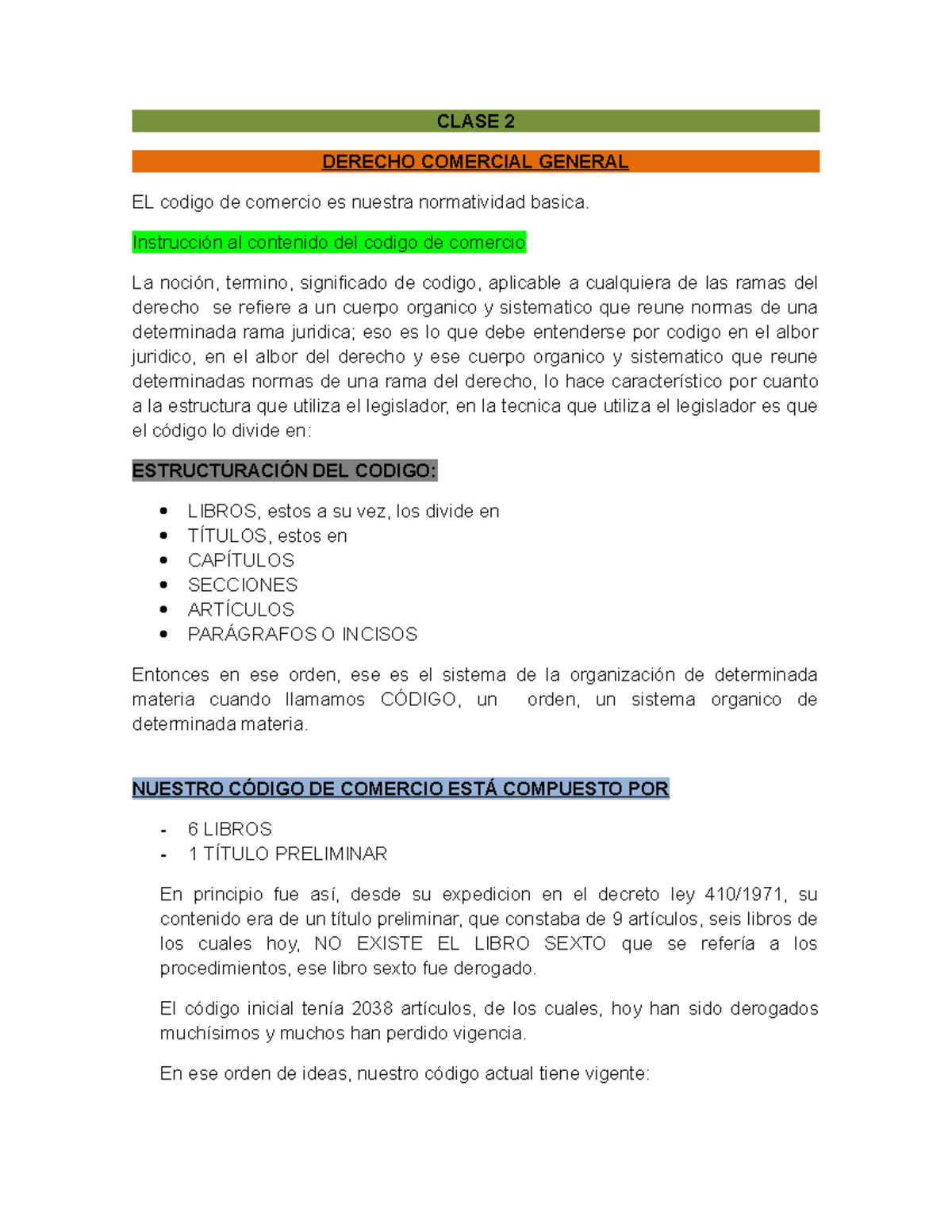 Derecho Comercial General Apuntes 1 Corte - CLASE 2 DERECHO COMERCIAL ...