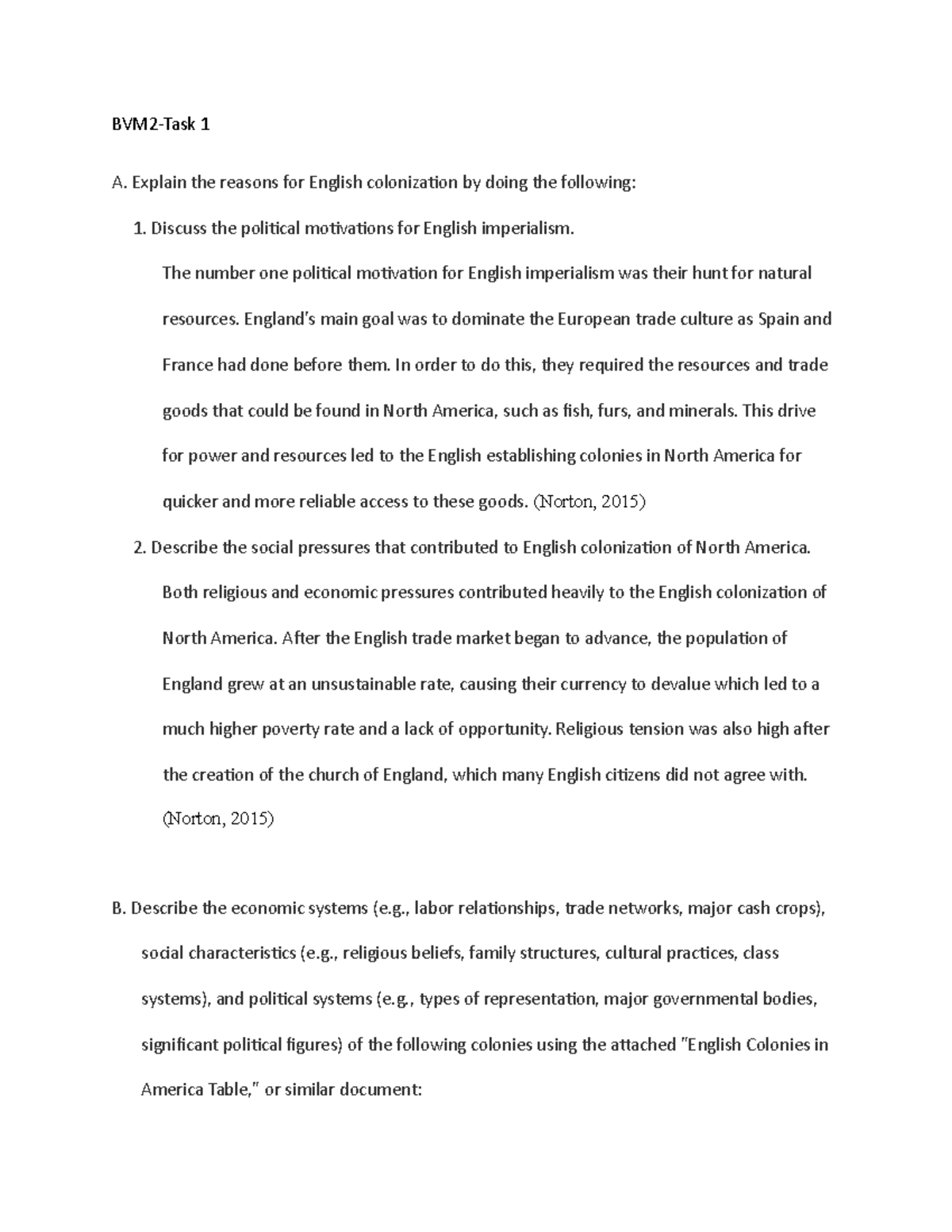 BVM2 task 1 - Pass - BVM2-Task 1 A. Explain the reasons for English ...