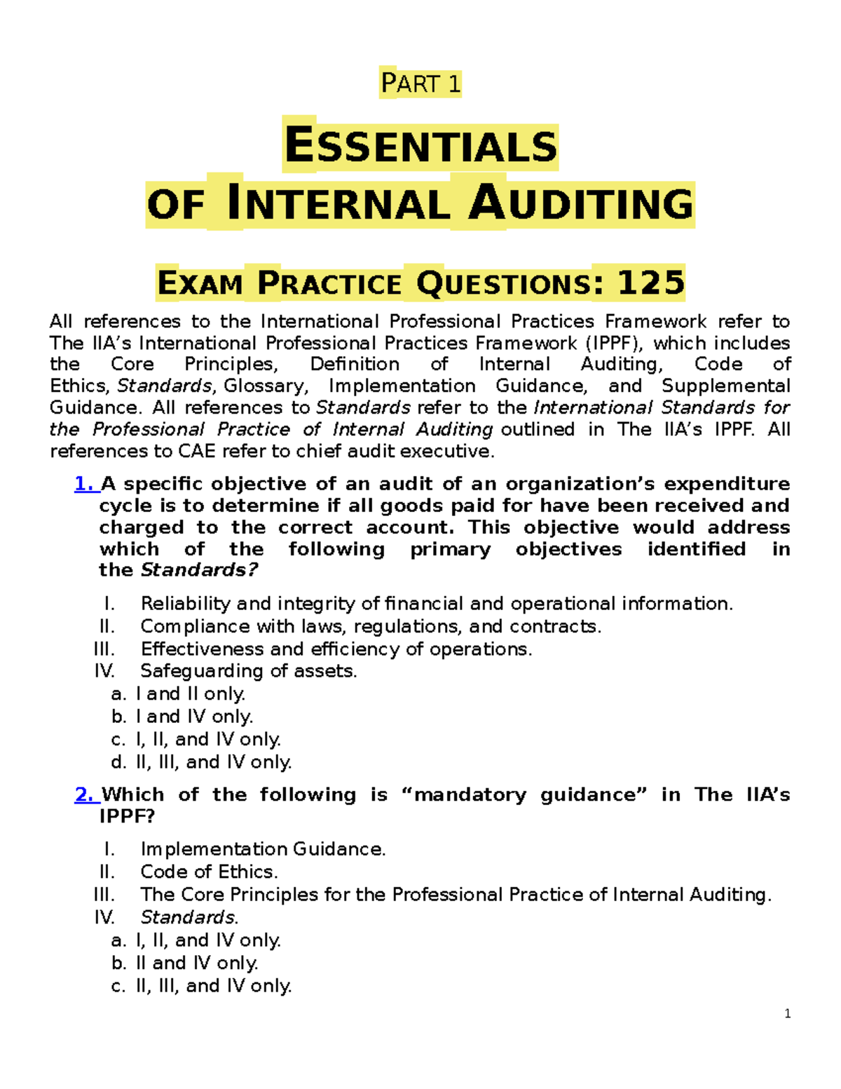 Part 1 Essentials Of Internal Auditing Pdf