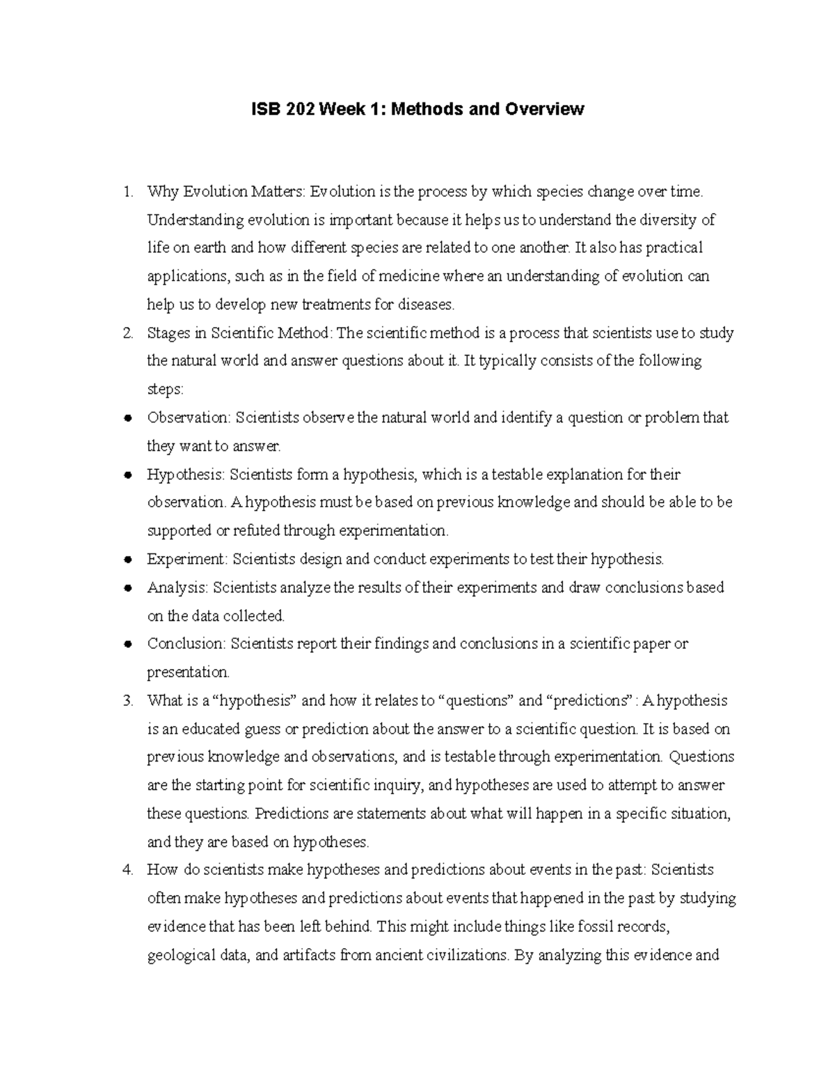 ISB 202 week 1 notes - ISB 202 Week 1: Methods and Overview Why ...