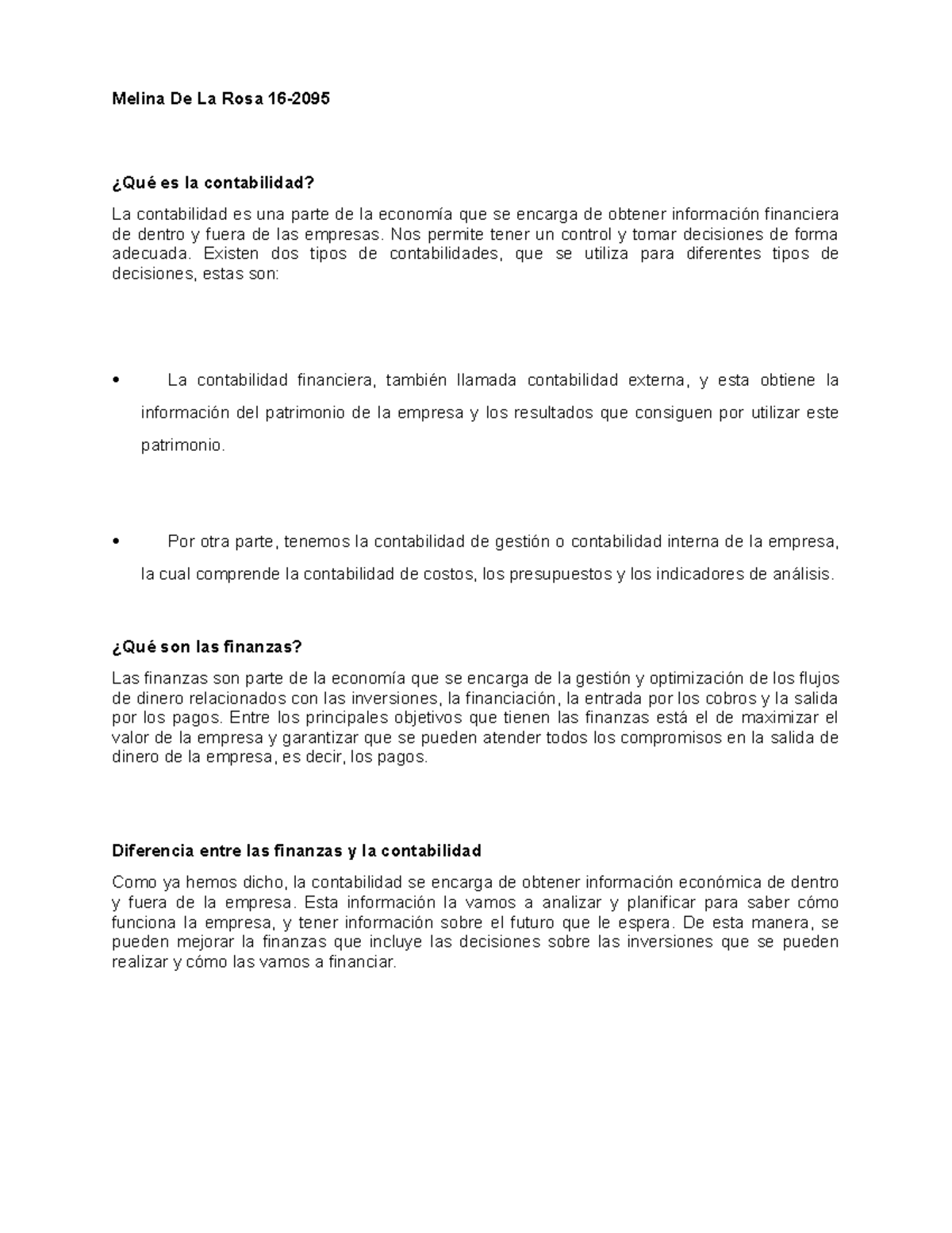Diferencia entre las finanzas y la contabilidad - Melina De La Rosa 16 ...