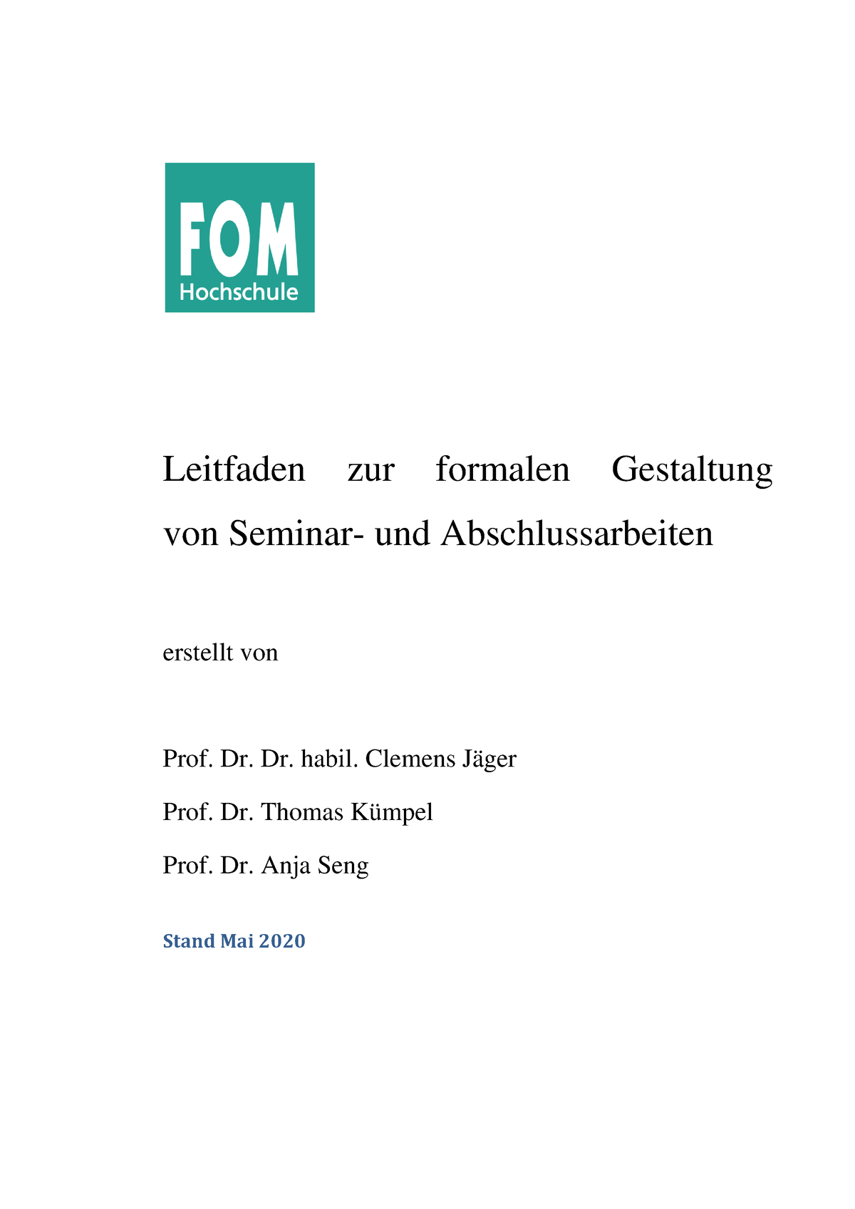 Leitfaden Zur Formalen Gestaltung Seminar Abschlussarbeiten BCW Stud ...