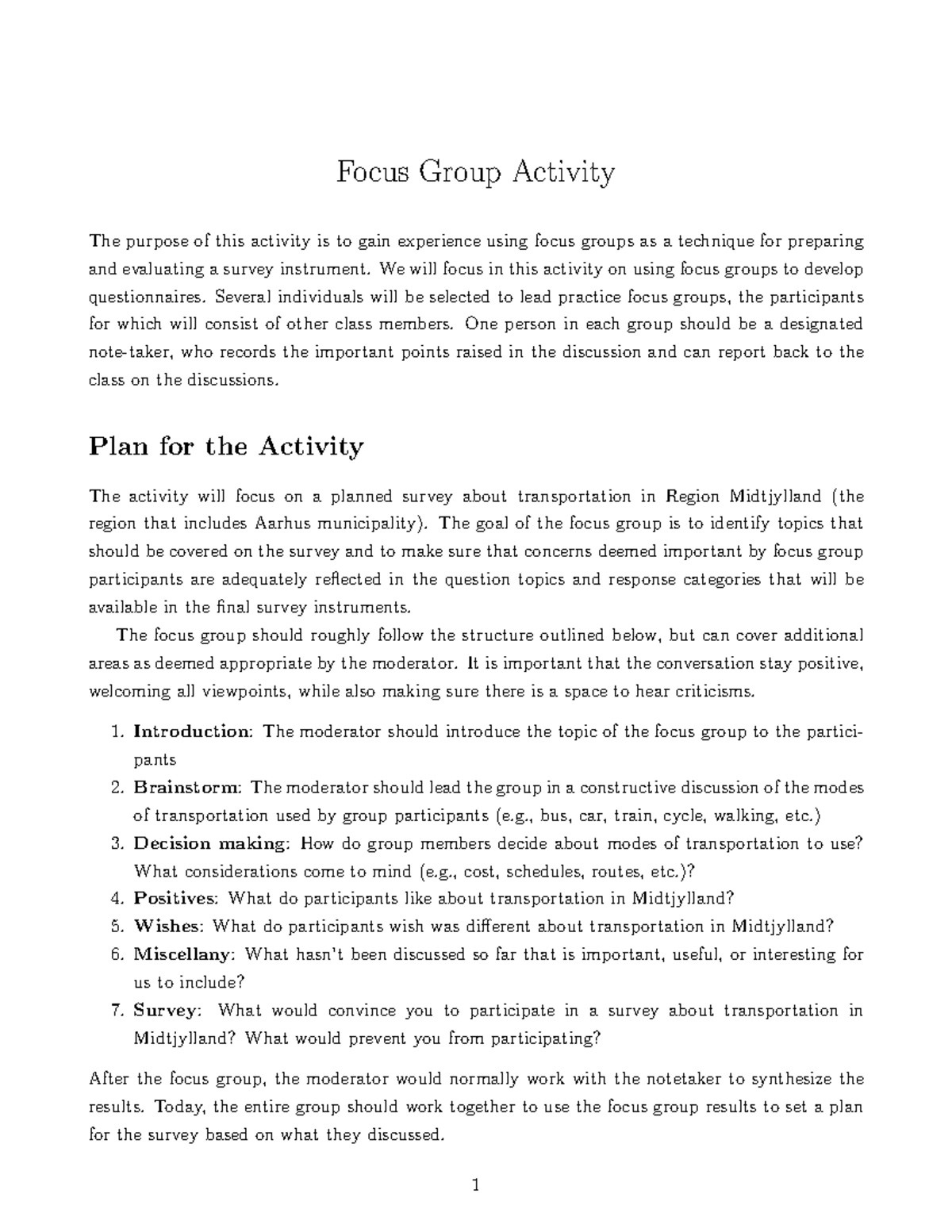 Focus group explained - Focus Group Activity The purpose of this ...