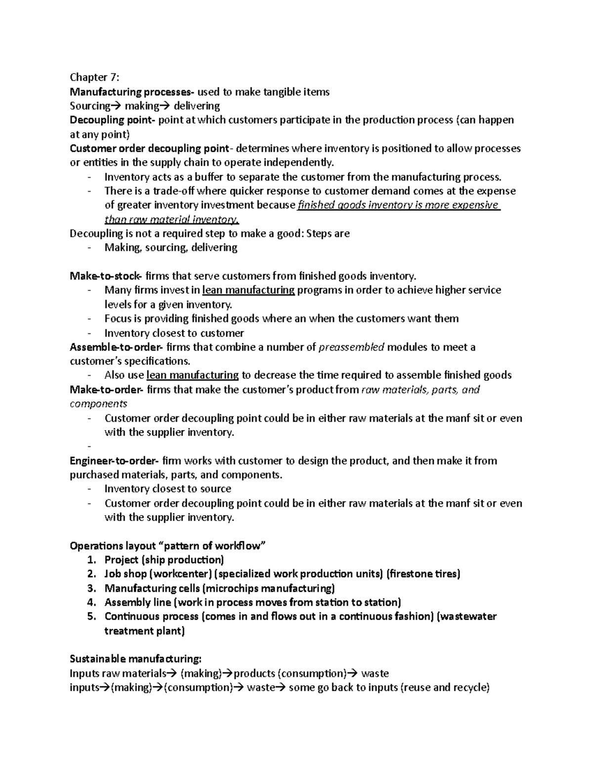 Chapter 7 - Professor Sanchez class lecture notes, in person. - Chapter ...
