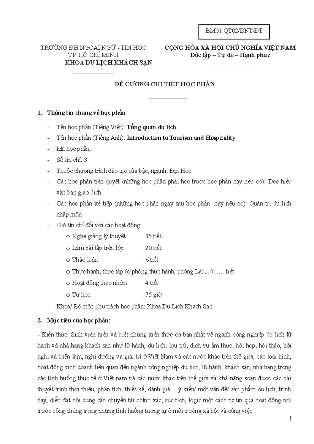 12. Tong quan du lich tổng quan về du lịch TRƯỜNG ĐH NGOẠI NGỮ