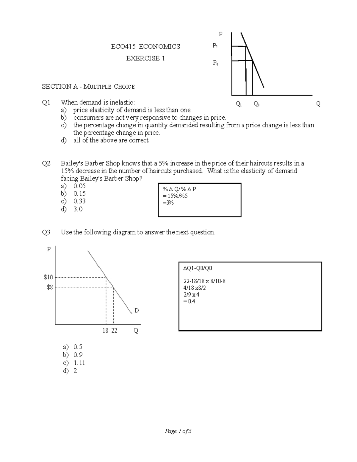 Exercise 1 PRICIPLE OF ECONOMY - ECO415 ECONOMICS EXERCISE 1 SECTION A ...