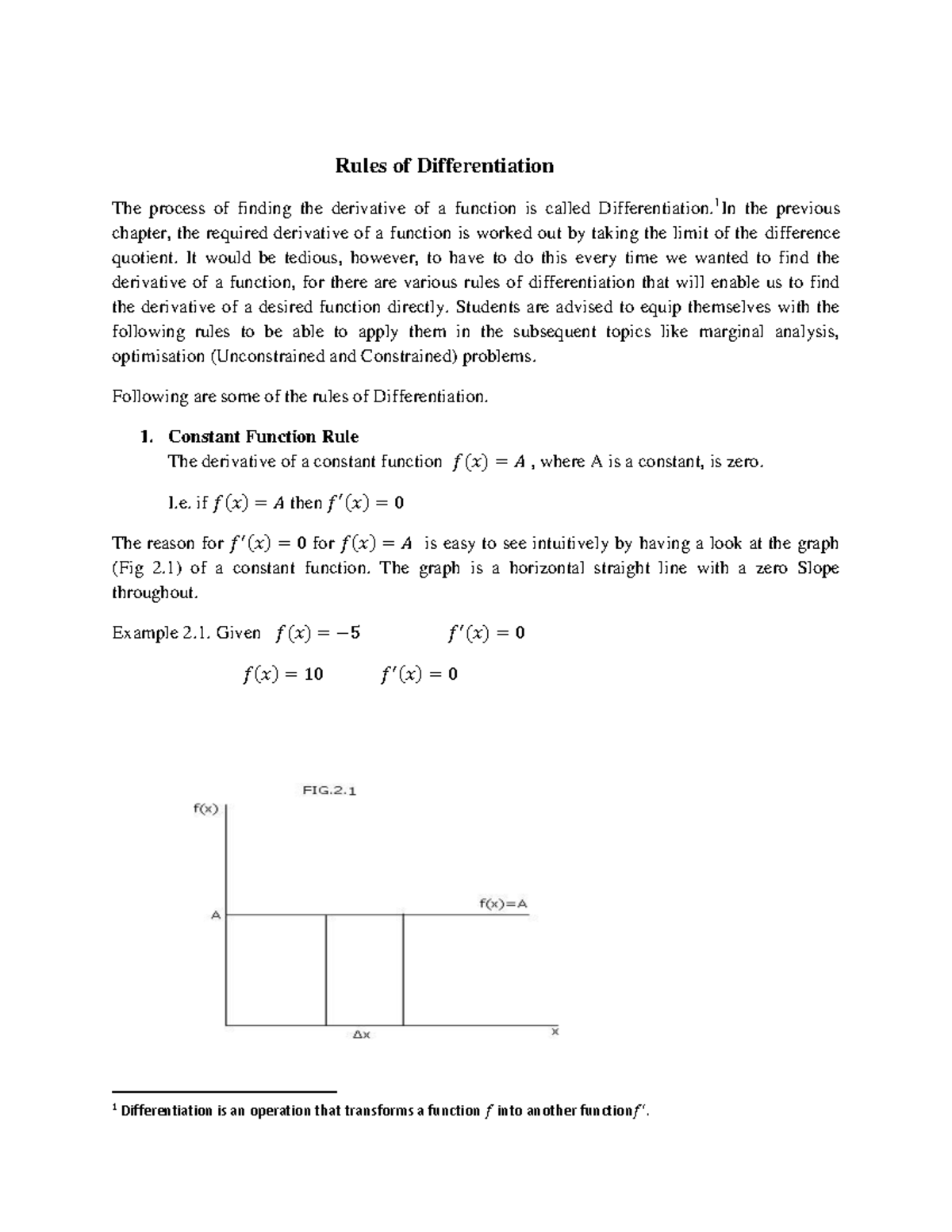 5. Rules of Differentiation - Rules of Differentiation The process of ...