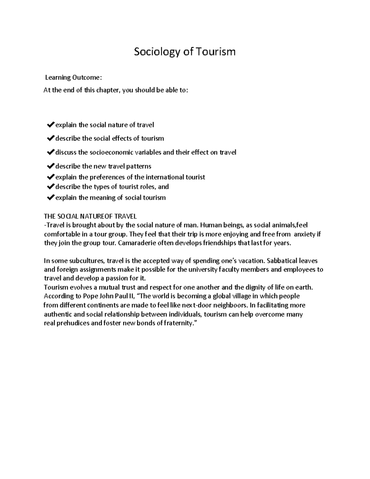 sociology of tourism essay