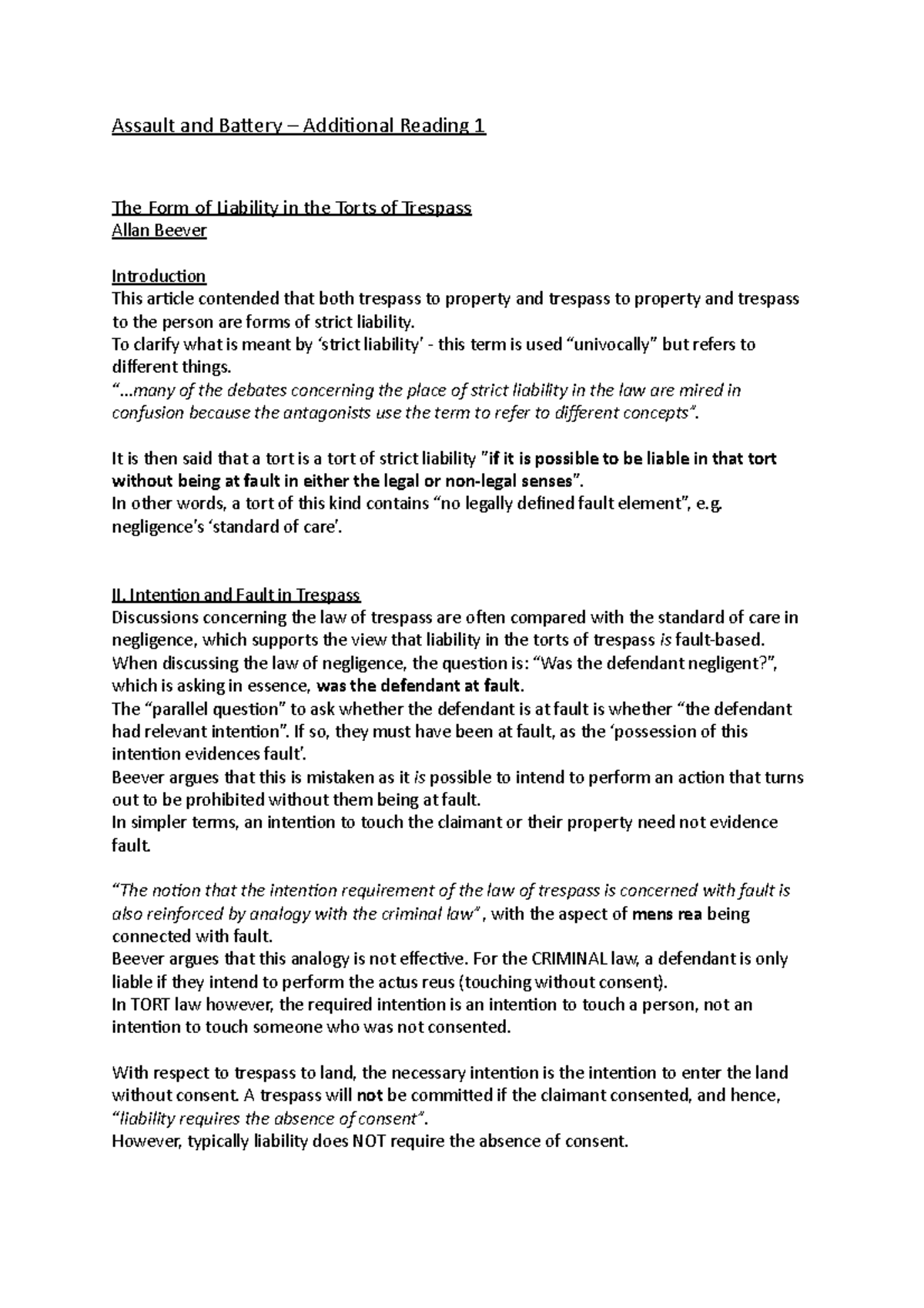 Assault And Battery Additional Reading Assault And Battery