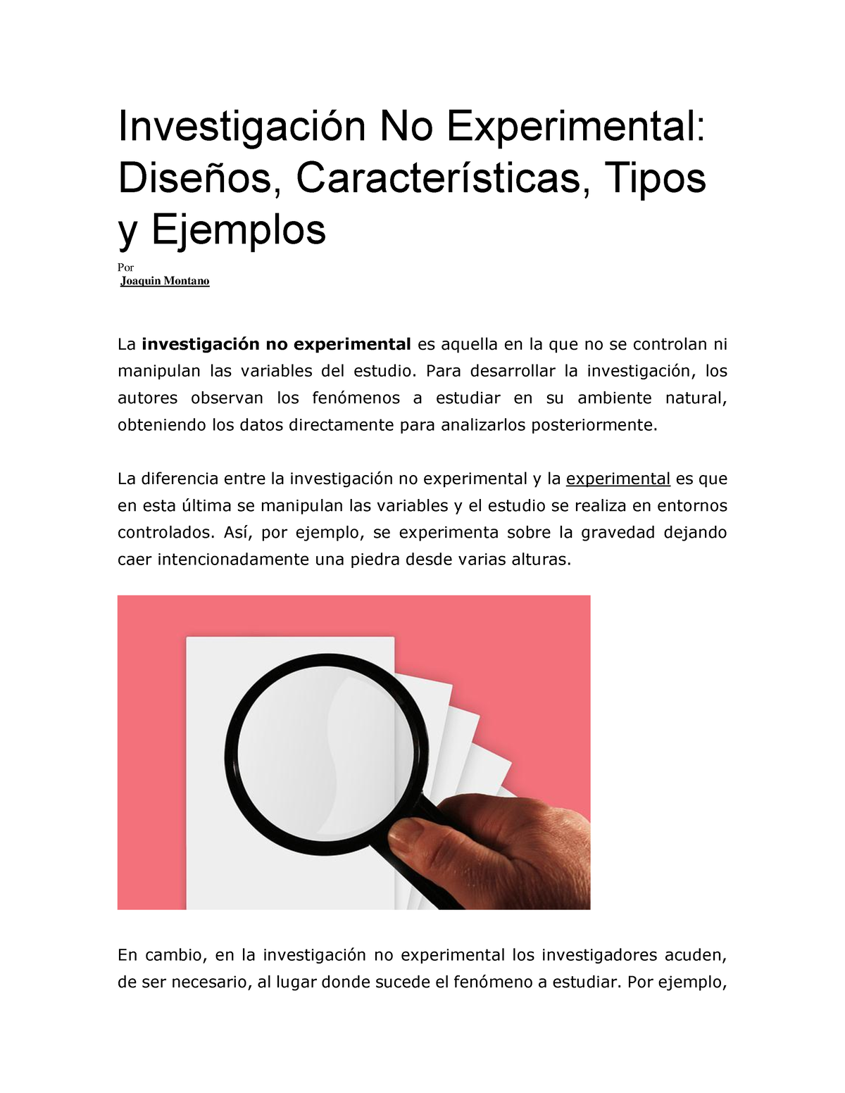 investigacion no experimental y ejemplos