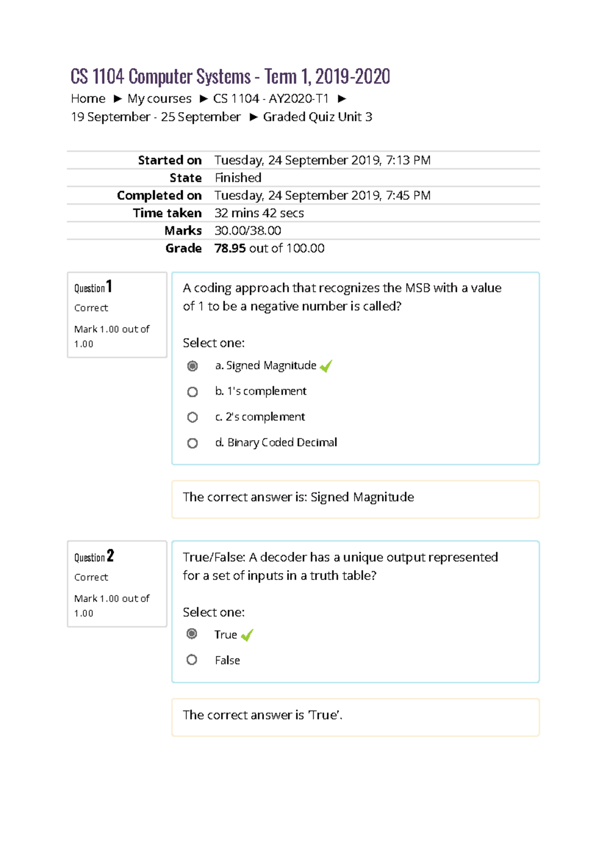 Graded Quiz 3 - Good - Home My courses CS 1104 - AY2020-T1 19 September ...
