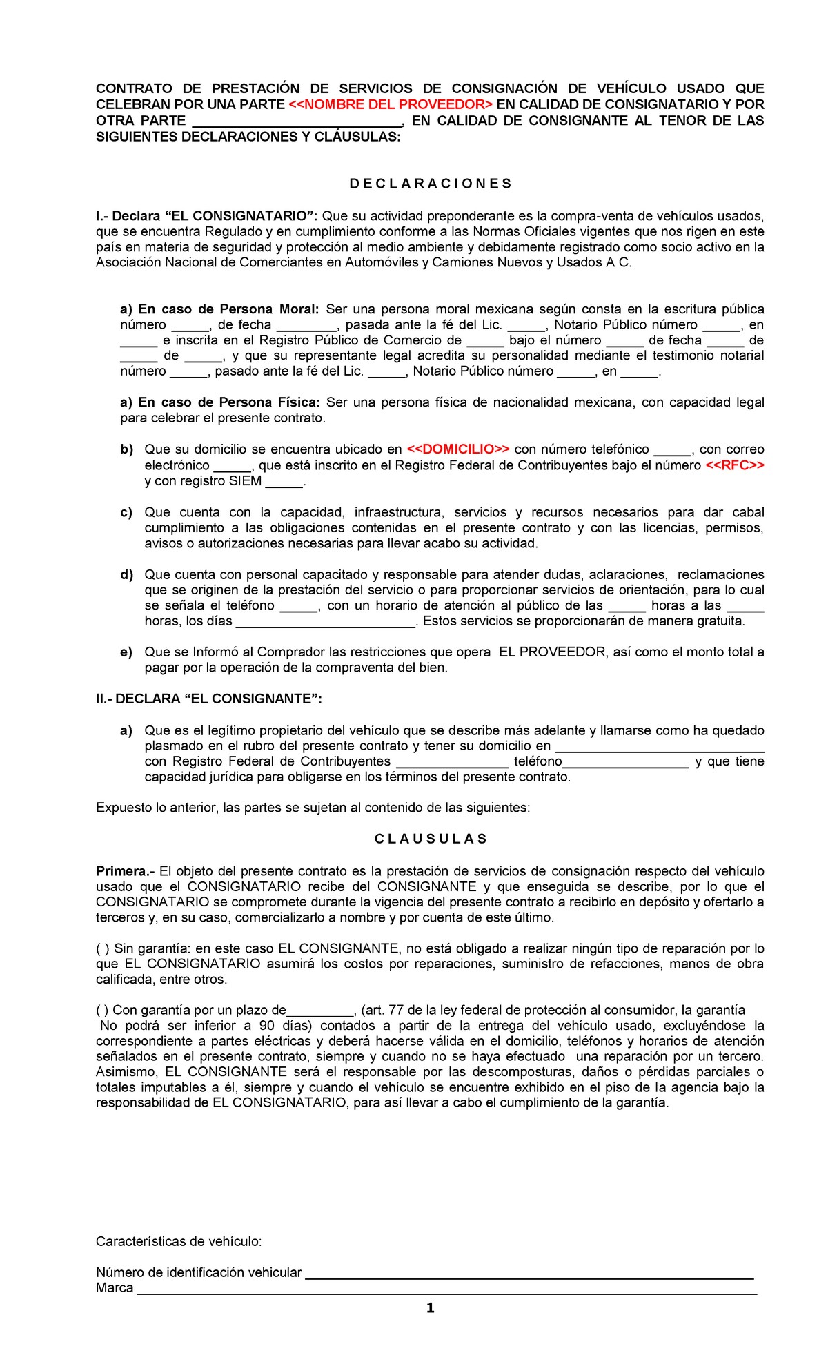 Contrato De Consignacion Ejemplos Y Formatos Word Y Pdf Para Imprimir