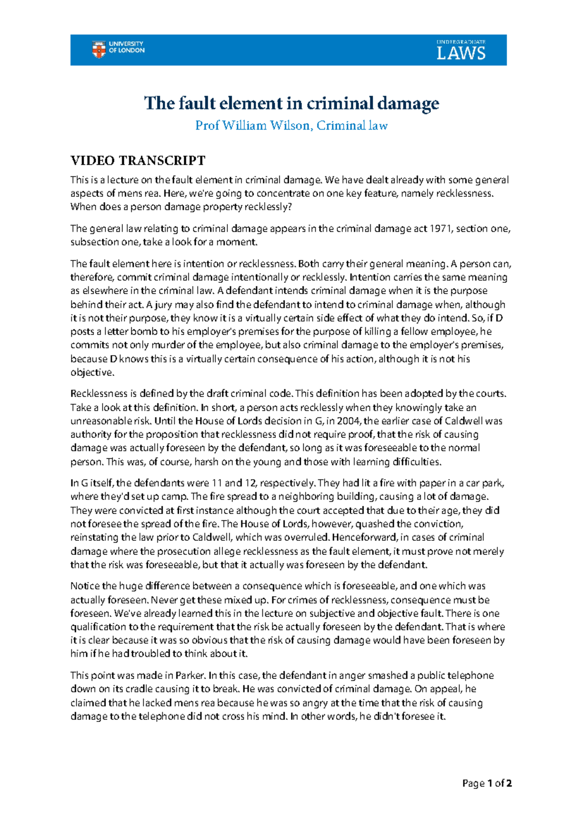 Ch13 transcript-final - Page 1 of 2 The fault element in criminal ...