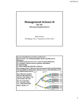 1-MS2 Decision Analysis p1 - Management Science II BA 182 Course ...
