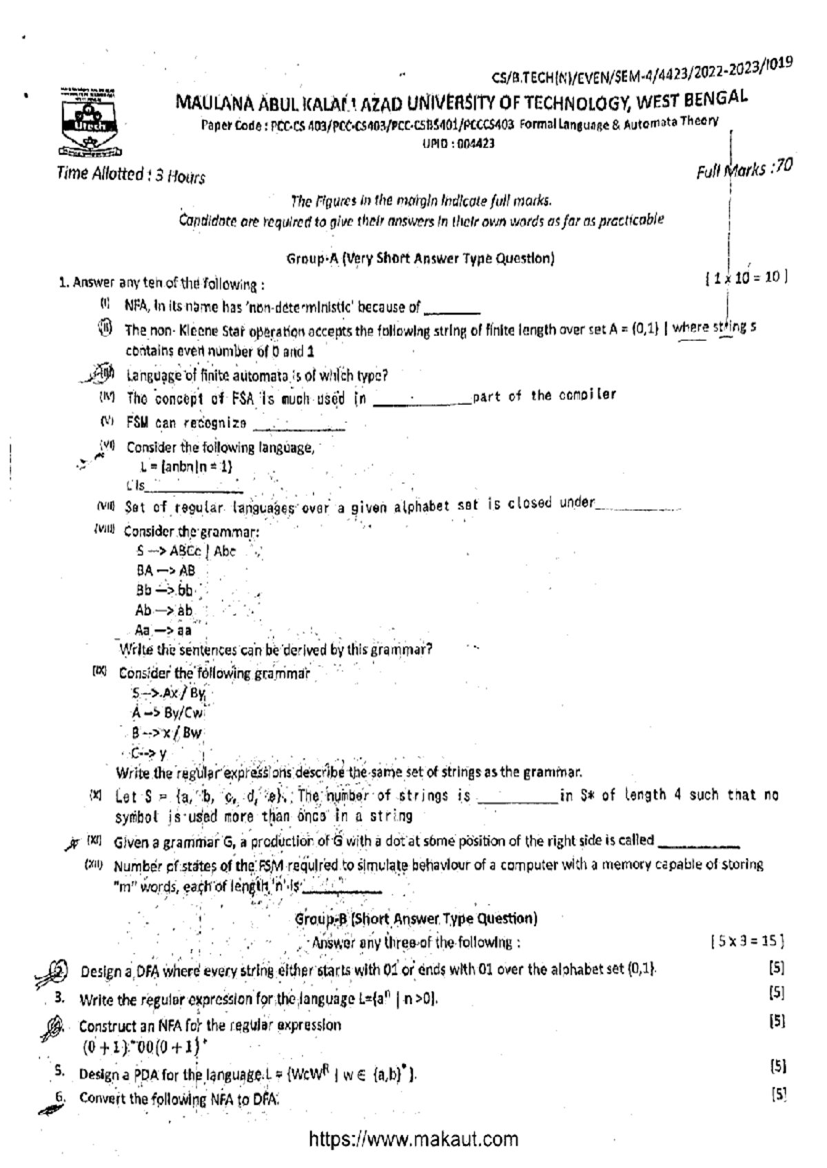 Btech pcc cse 4 sem formal language and automata theory pcc cse 403 ...