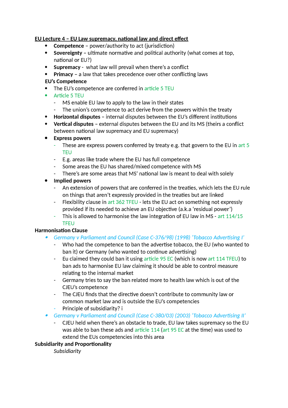 direct effect and supremacy eu law essay