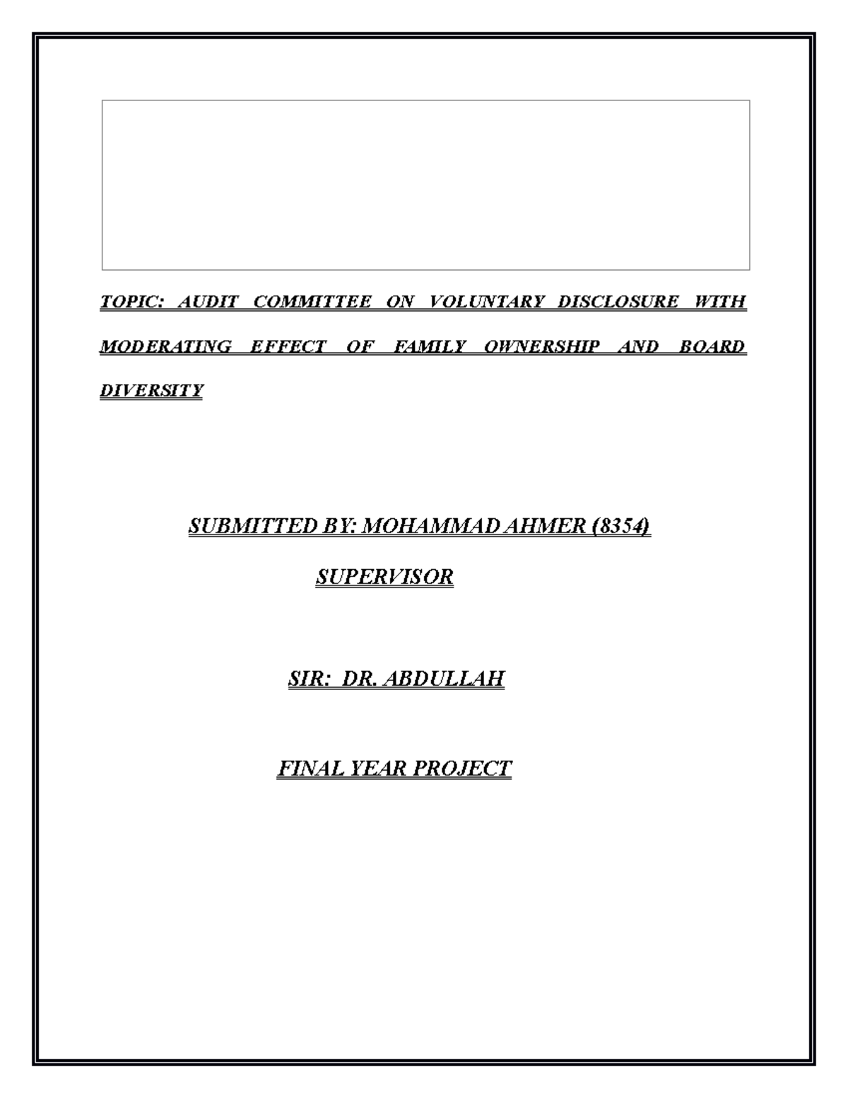 ARM - Assignment - TOPIC: AUDIT COMMITTEE ON VOLUNTARY DISCLOSURE WITH ...