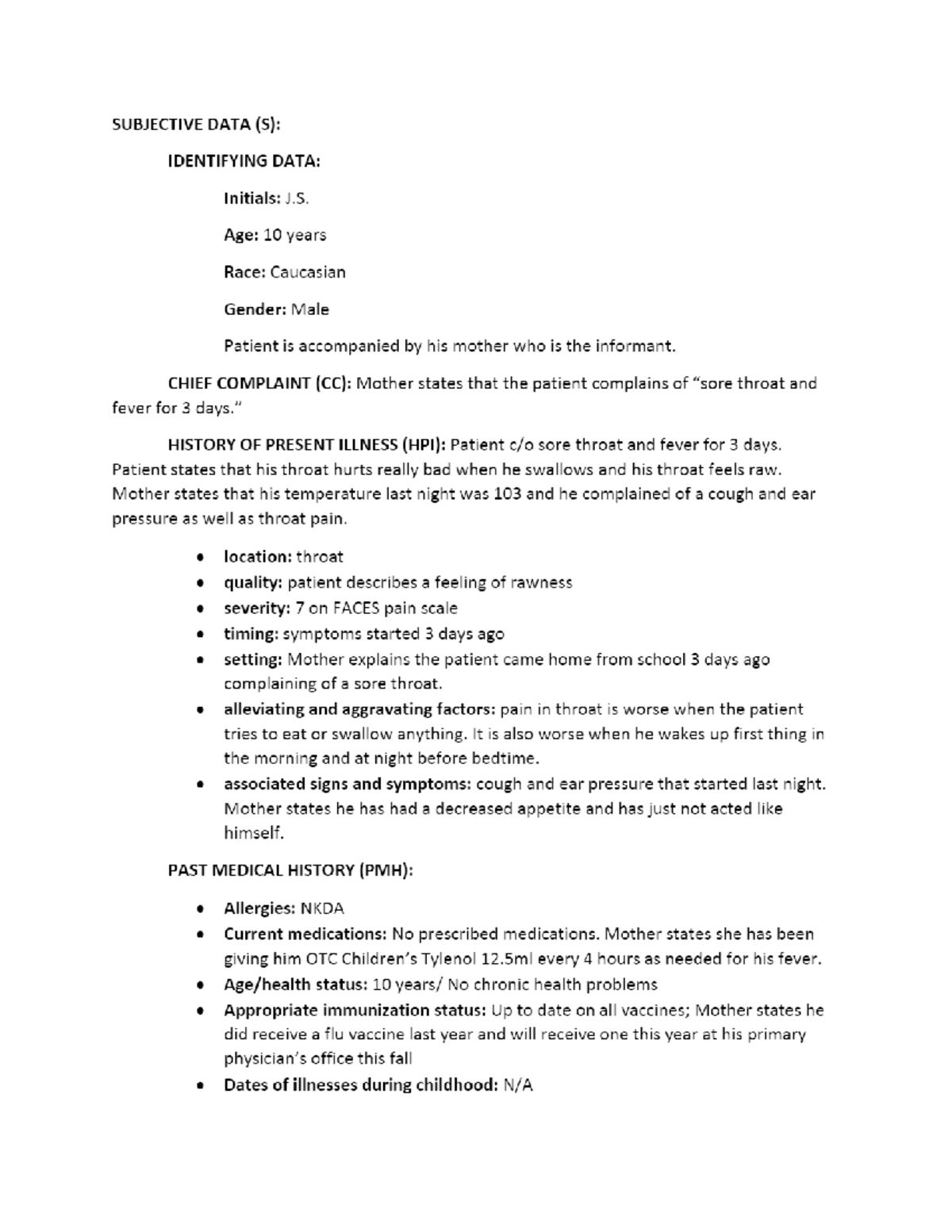 Pediatric soap note - N/A - Physical therapy - Studocu