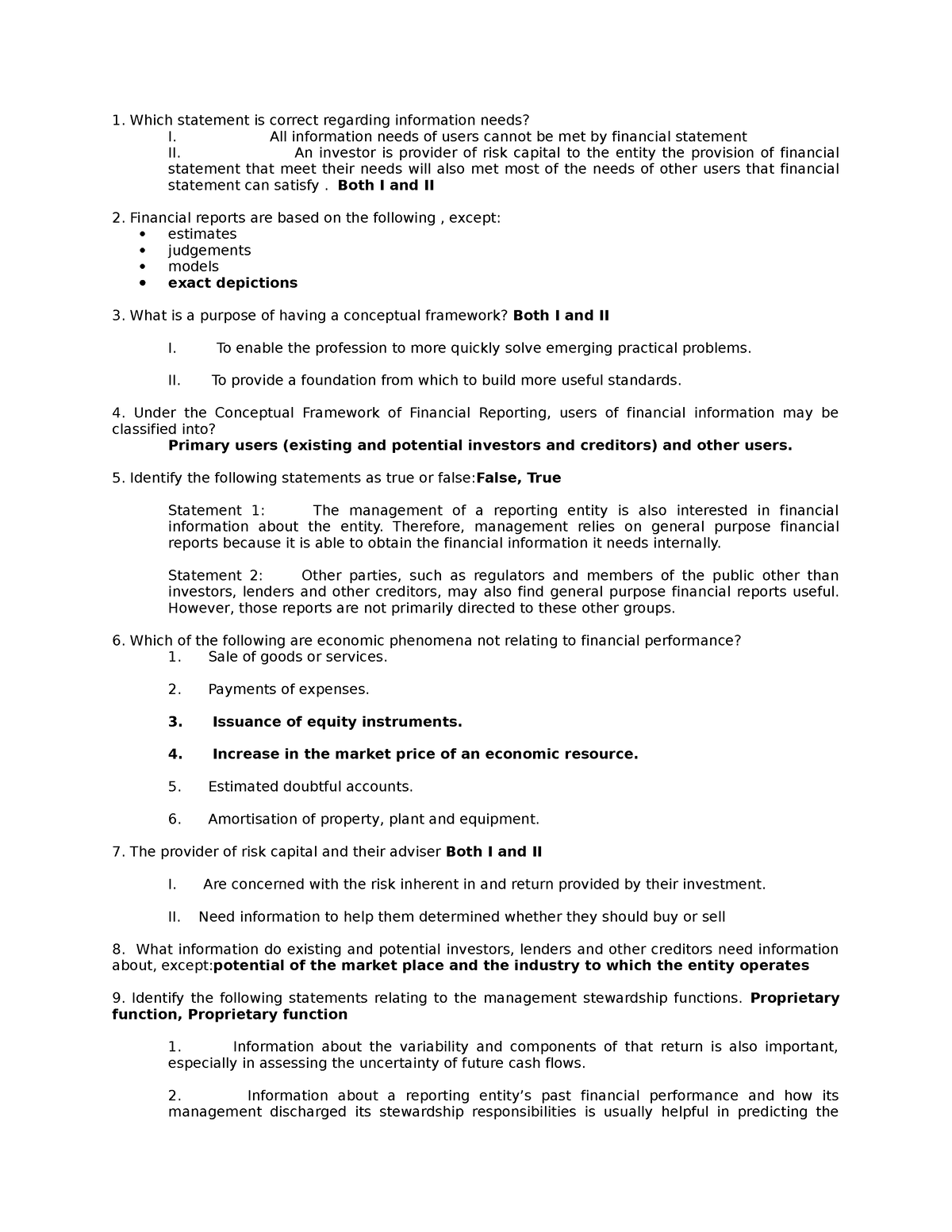 Conceptual Framework - Which statement is correct regarding information ...