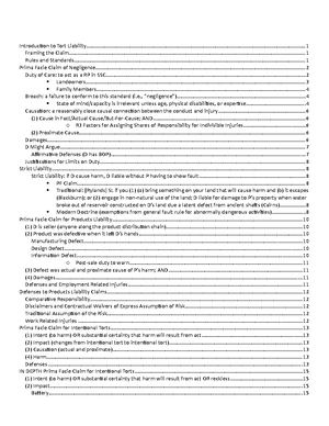 Torts Notes - Tort Law Tort Claim Defined: A Civil Liability Claim That ...