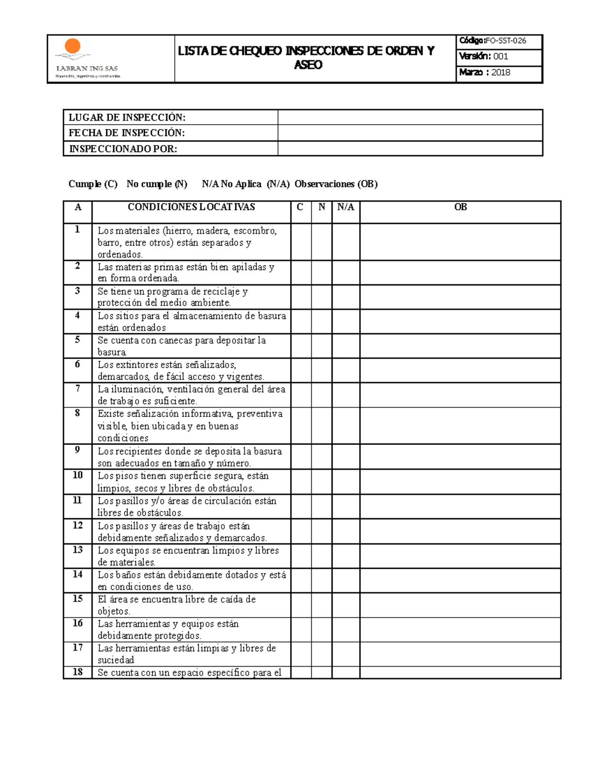 St F Sst 04 Check List De Inspeccion De Almacen Pdf Science Porn Sex Picture 