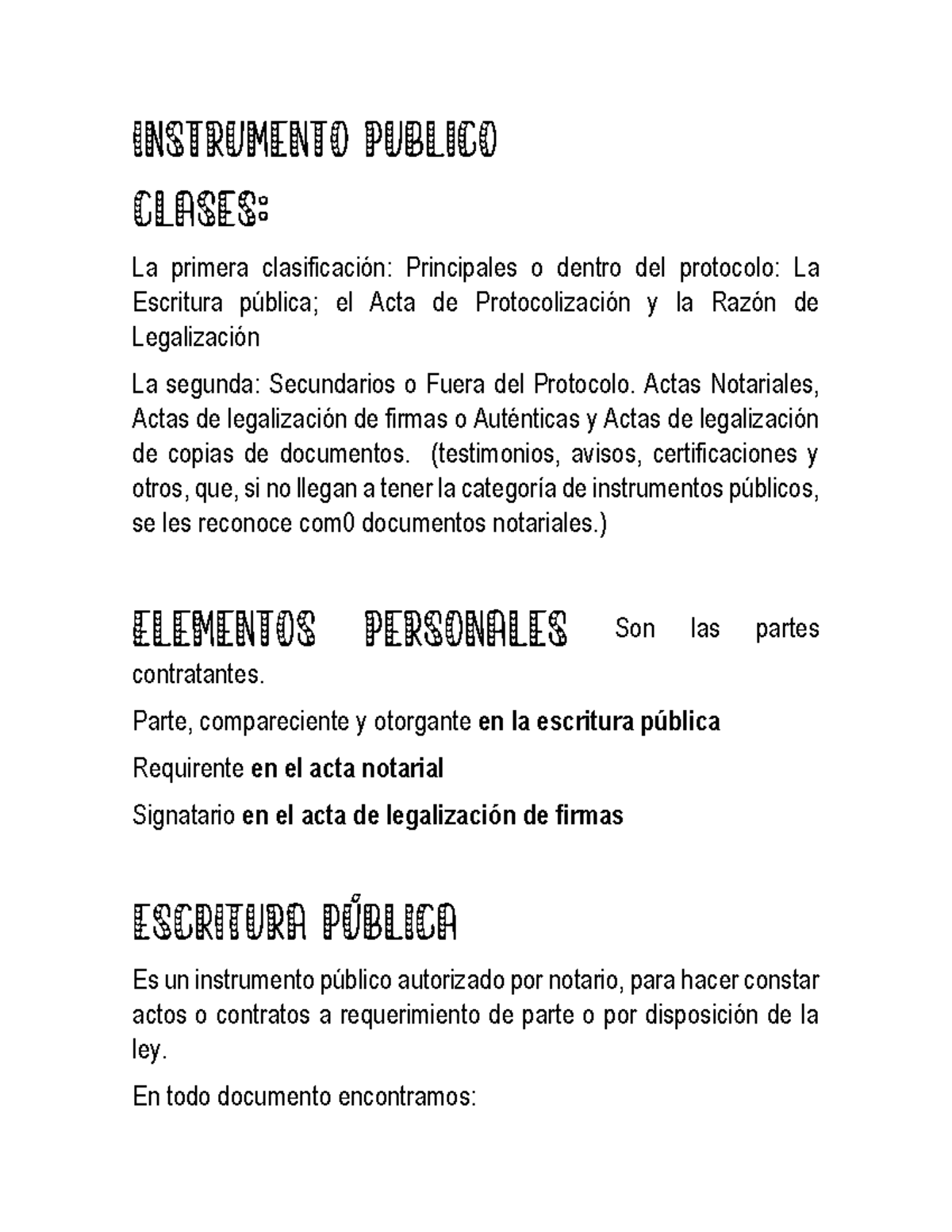 Notarial II Primer Parcial - La Primera Clasificación: Principales O ...