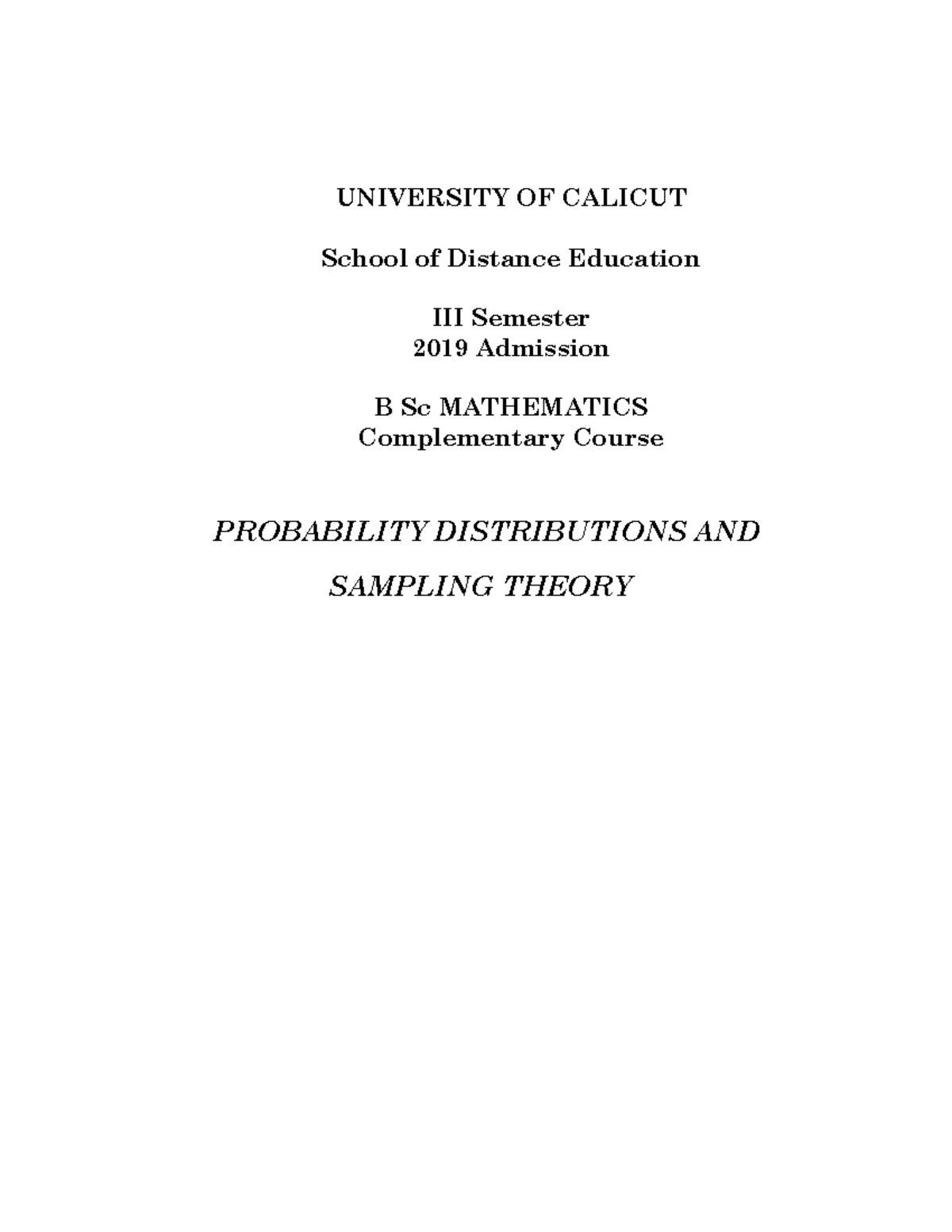 Multiple Choices-Probability Distributions - PROBABILITY DISTRIBUTIONS ...