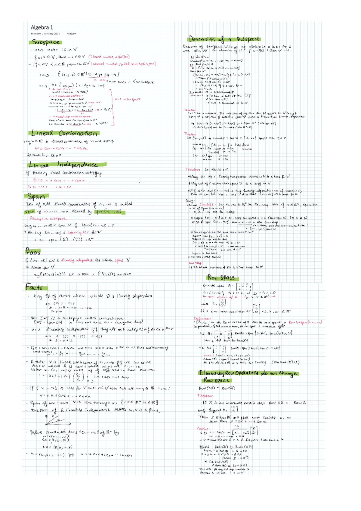 Algebra week 1/2 notes - MATHS 1012 - Studocu