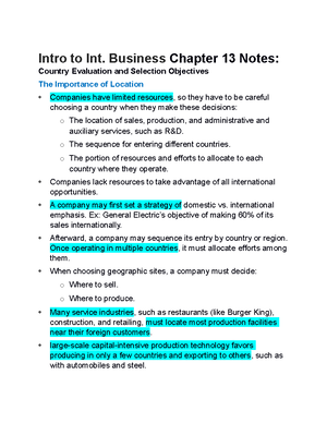 Int Bus - Notes for Ch 14 - International Business: The Challenges of ...