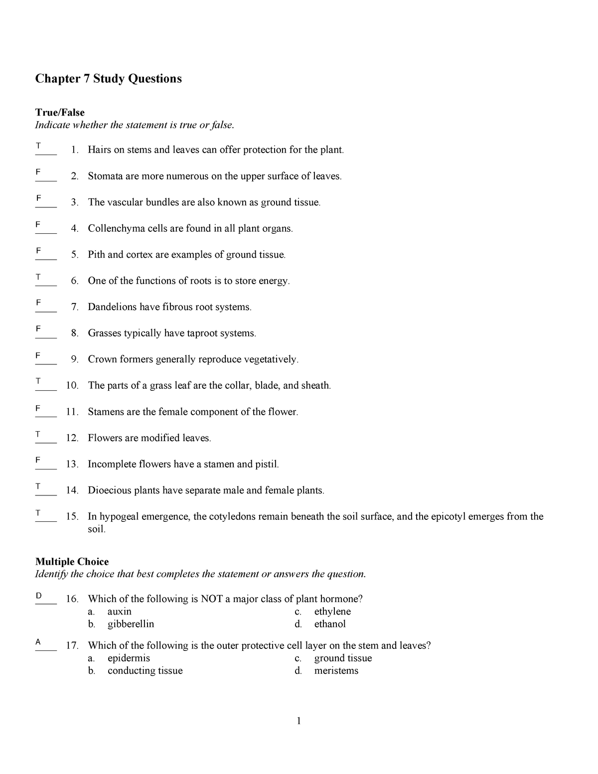 Chapter 7 Study Questions - Name: ________________________ Class ...