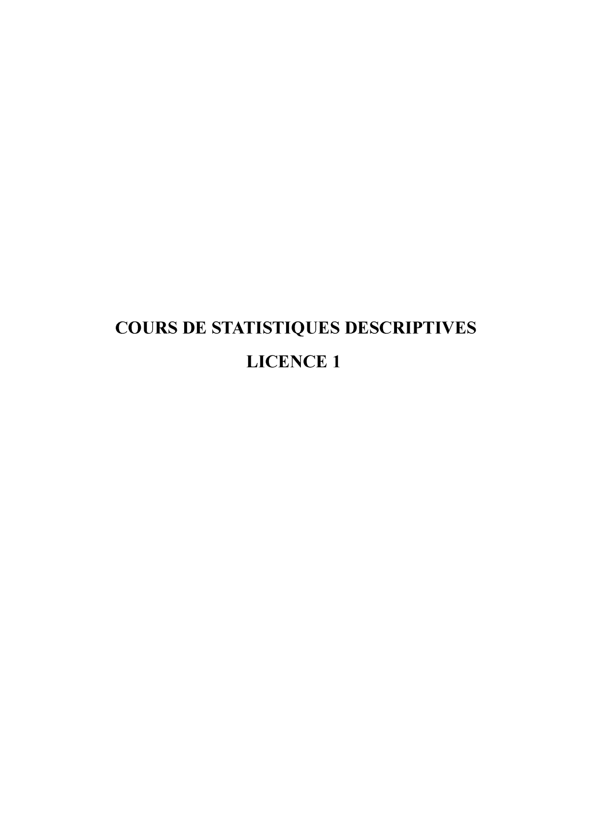 Cours DE Statistiques Descriptives L1 - COURS DE STATISTIQUES ...