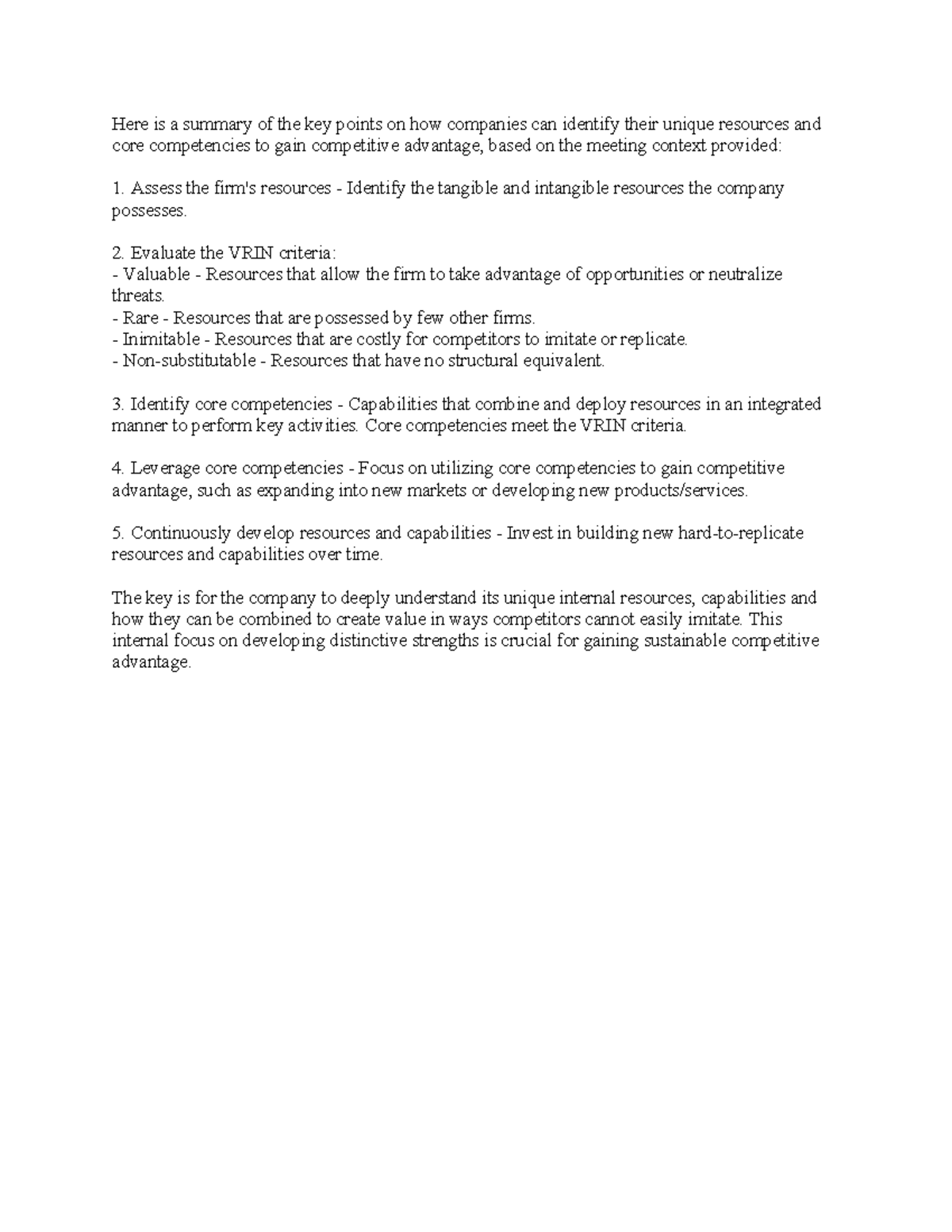 Lecture 1- how companies can identify their unique resources and core ...