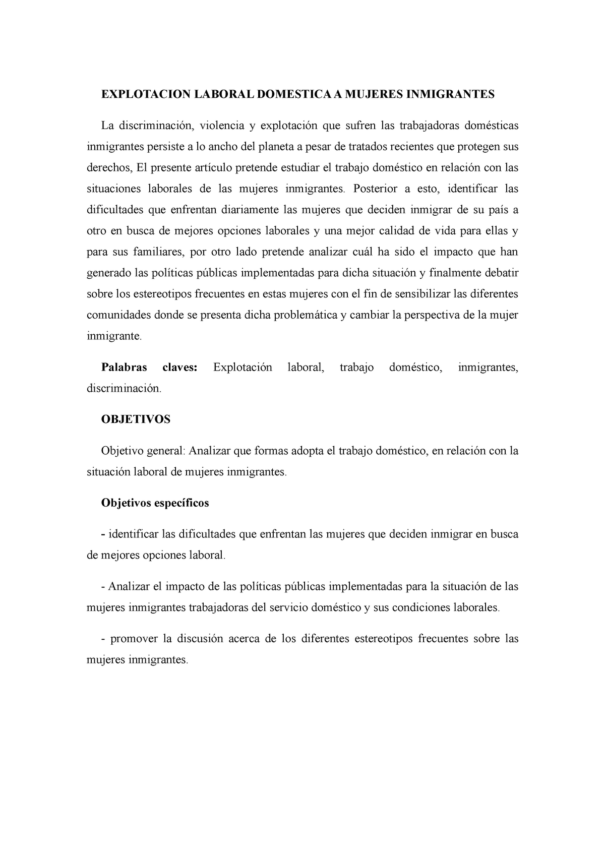 Explotacion Laboral Articulo Final - EXPLOTACION LABORAL DOMESTICA A ...