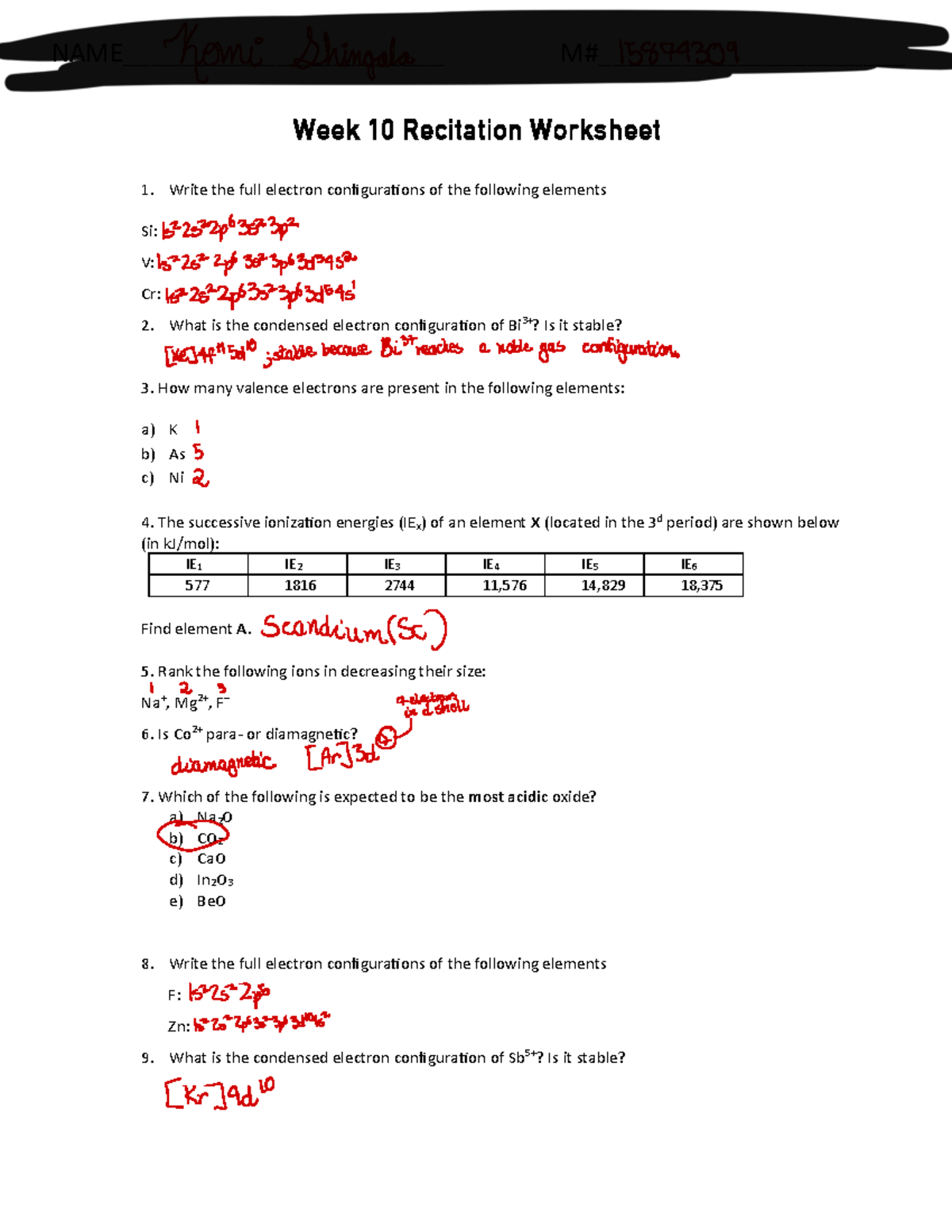 Week+10 - week ten recitation - Week 10 Recitation Worksheet 1. Write ...