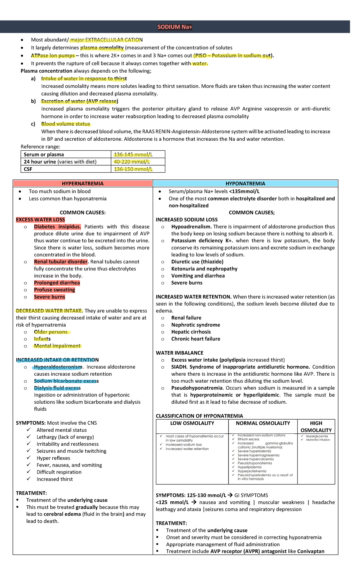 cc electrolytes - Most abundant/ major EXTRACELLULAR CATION It largely ...