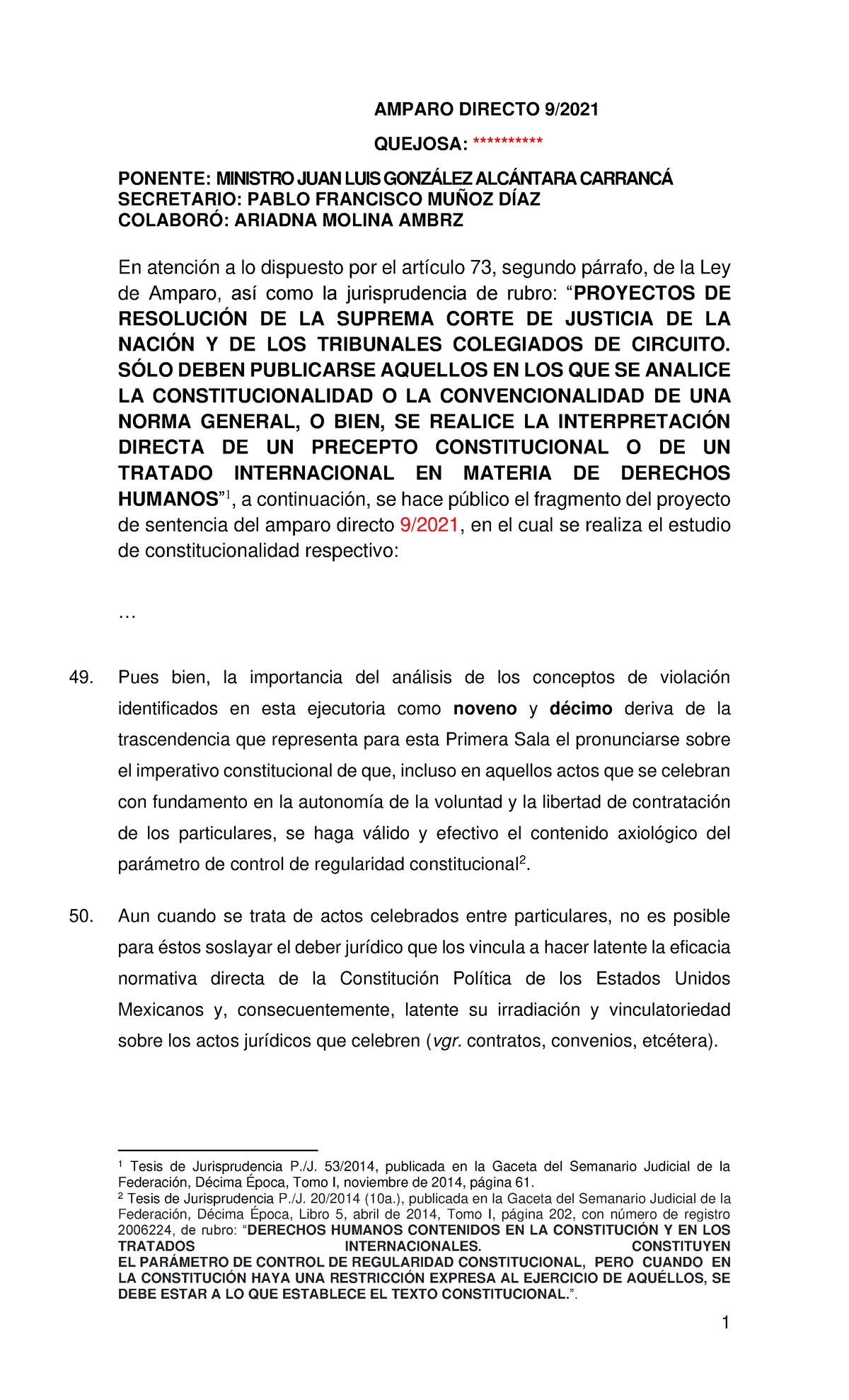 AD-9-2021-16082021 Convenio DE Divorcio - AMPARO DIRECTO 9/ QUEJOSA ...