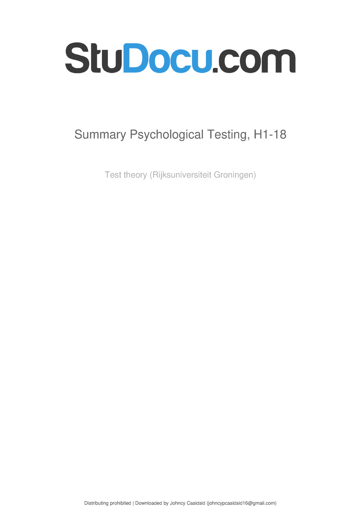 summary-psychological-testing-h1-18-summary-psychological-testing