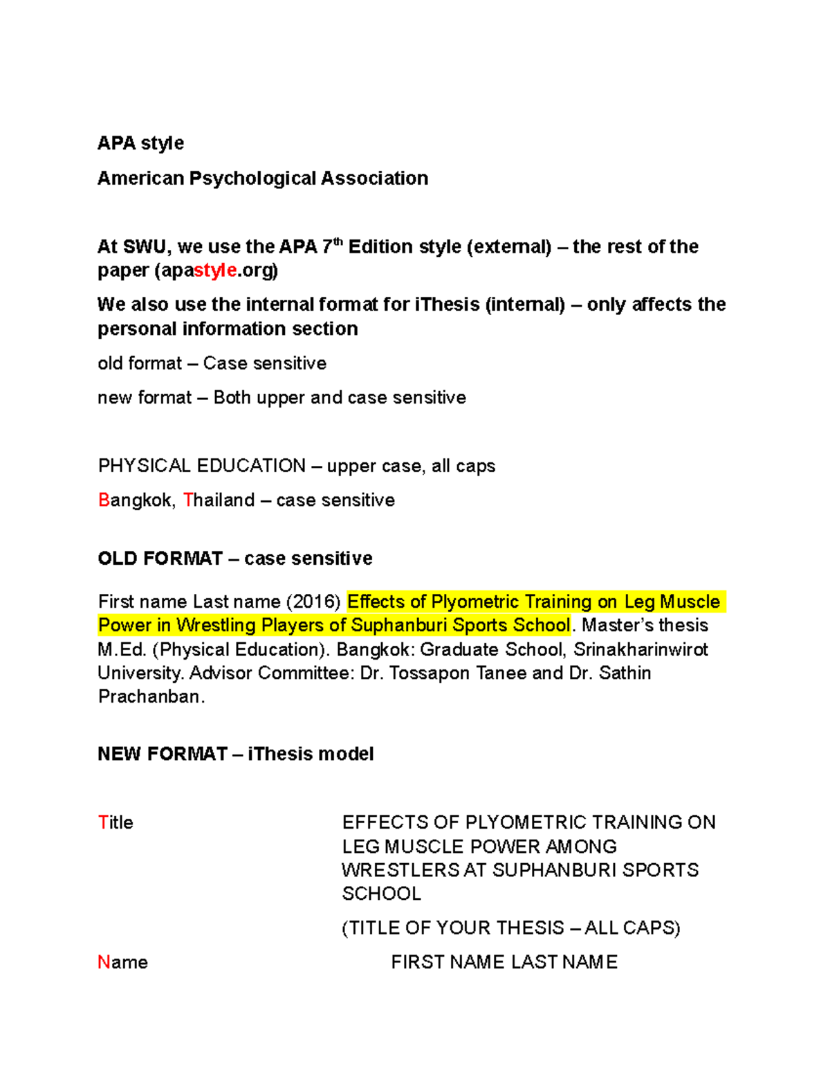 Abstract writing handout - APA style American Psychological Association ...
