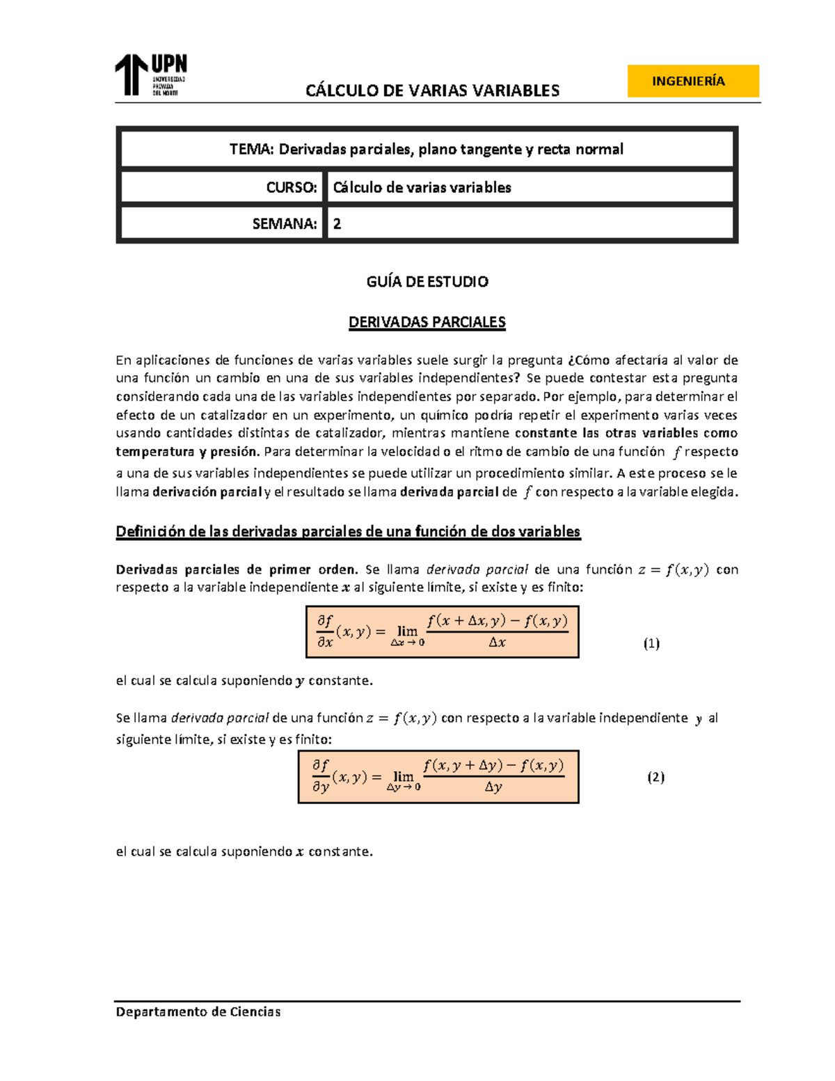 Taller De Teor A Semana C Lculo De Varias Variables Tema