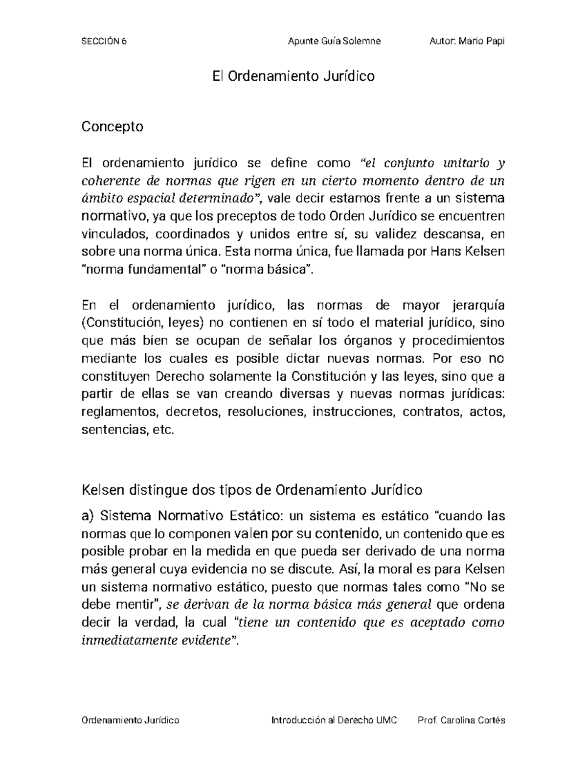 Ordenamiento Jurídico Mario Papi apunte n3 - El Ordenamiento Jurídico ...