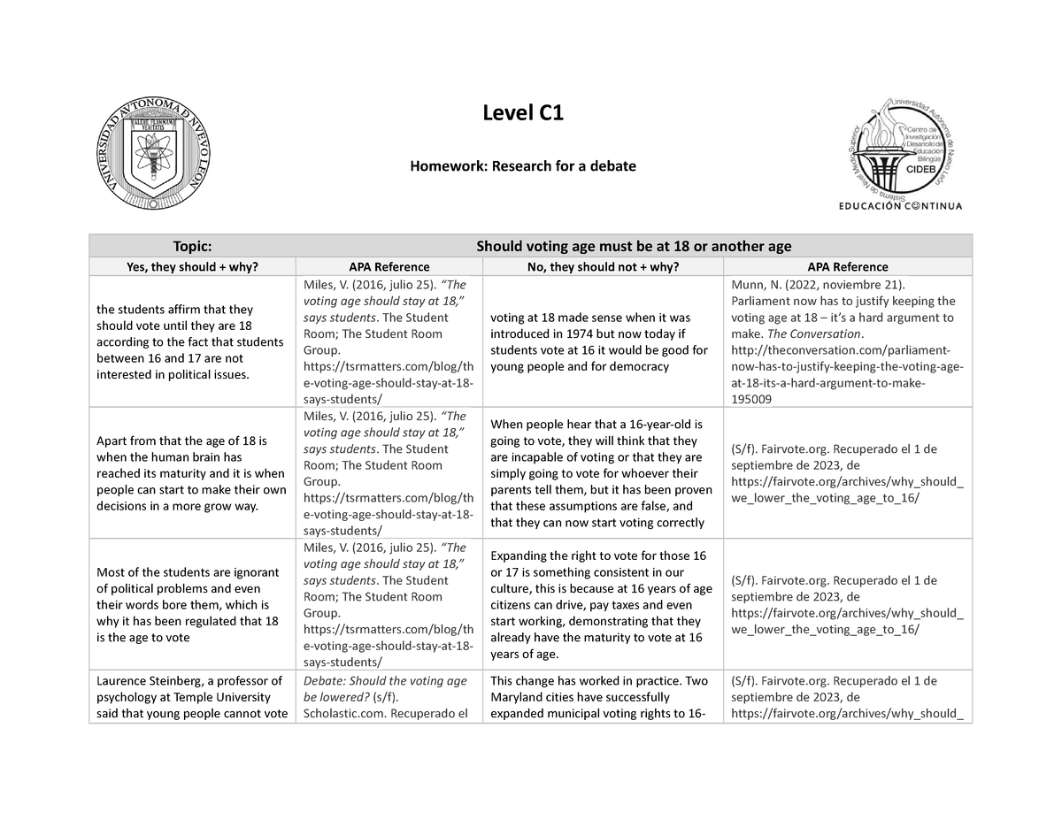 homework debate research