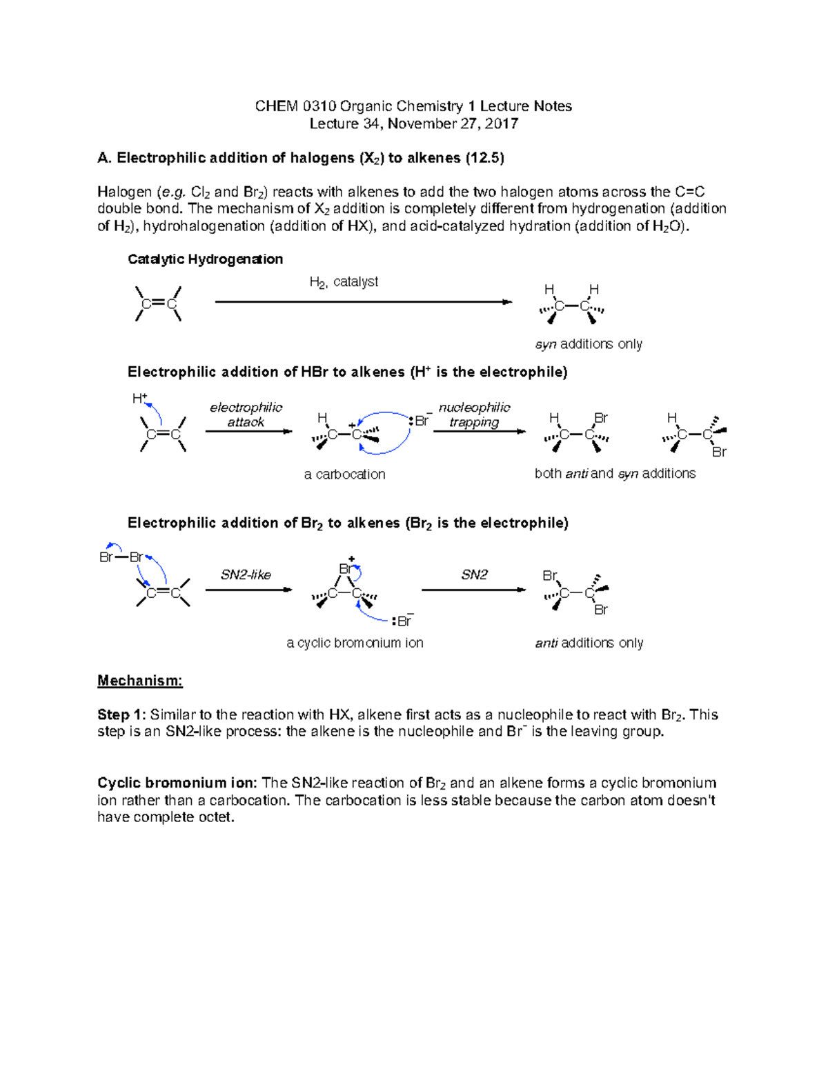 Lec34-notes - Lecture Notes 34 - CHEM 0310 Organic Chemistry 1 Lecture ...