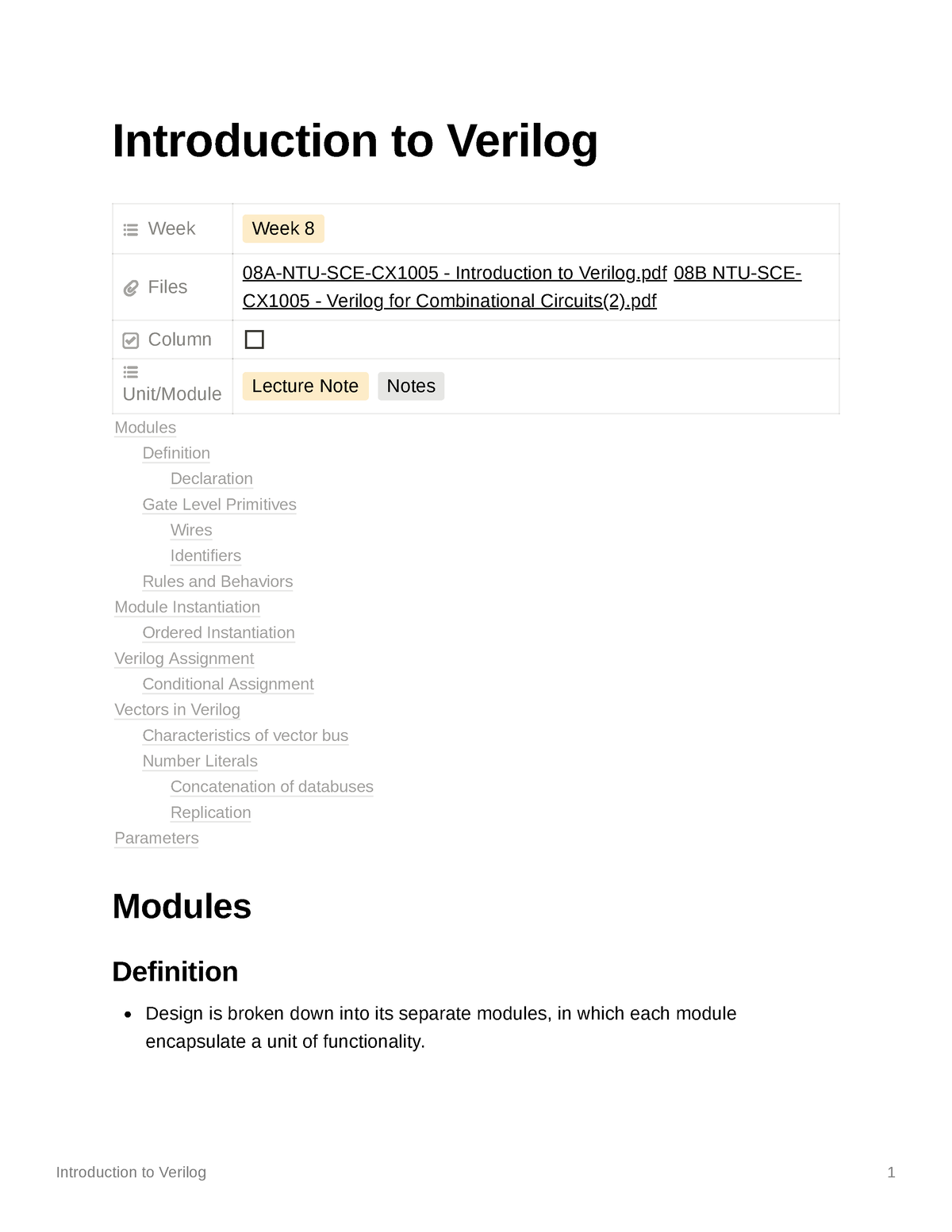 Introduction To Verilog - Pdf 08B NTU-SCE- Column Unit/Module Lecture ...