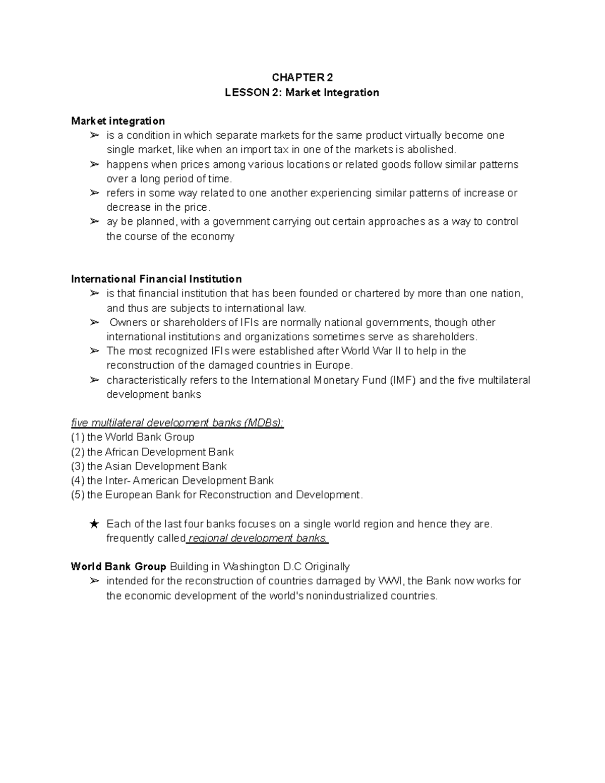 Chapter 2 Lesson 2 - n/a - CHAPTER 2 LESSON 2: Market Integration ...