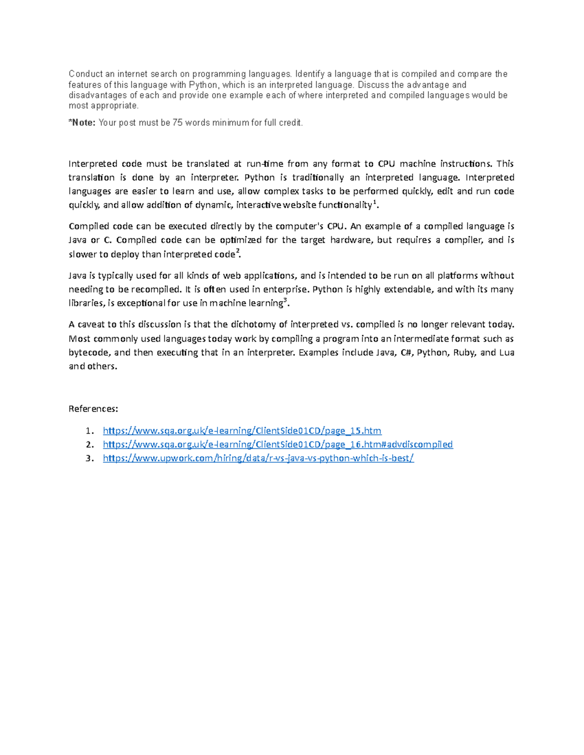 CS1101 Unit 1 Discussion Assignment - Conduct an internet search on ...