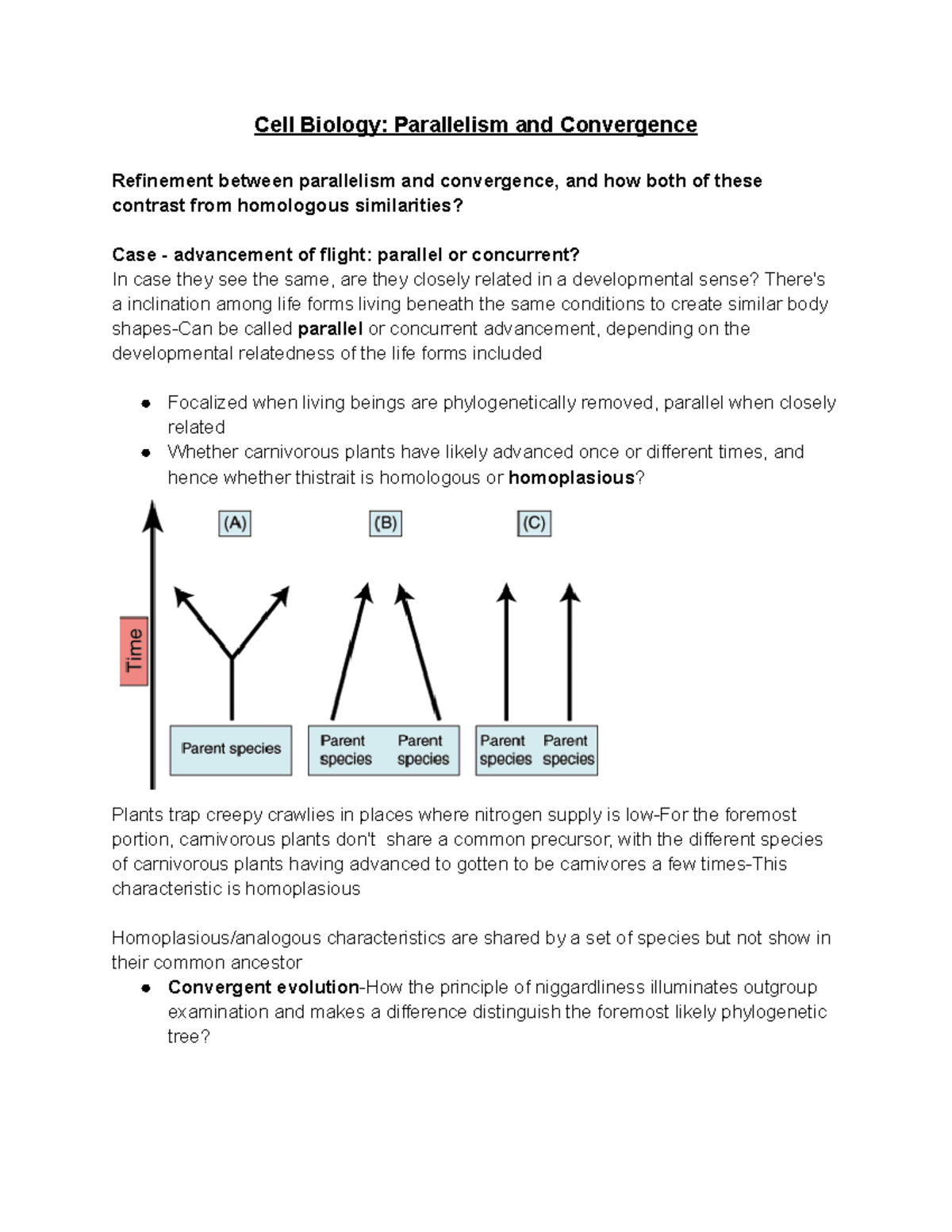 Cell Biology Parallelism and Convergence Cell Biology Parallelism