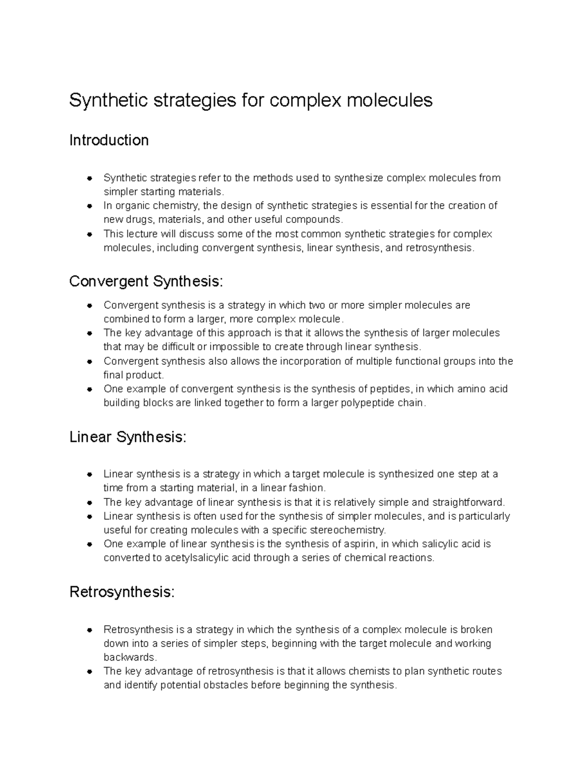 Organic Chemistry II (CHM-2020 ) Lecture 26 - Synthetic Strategies For ...