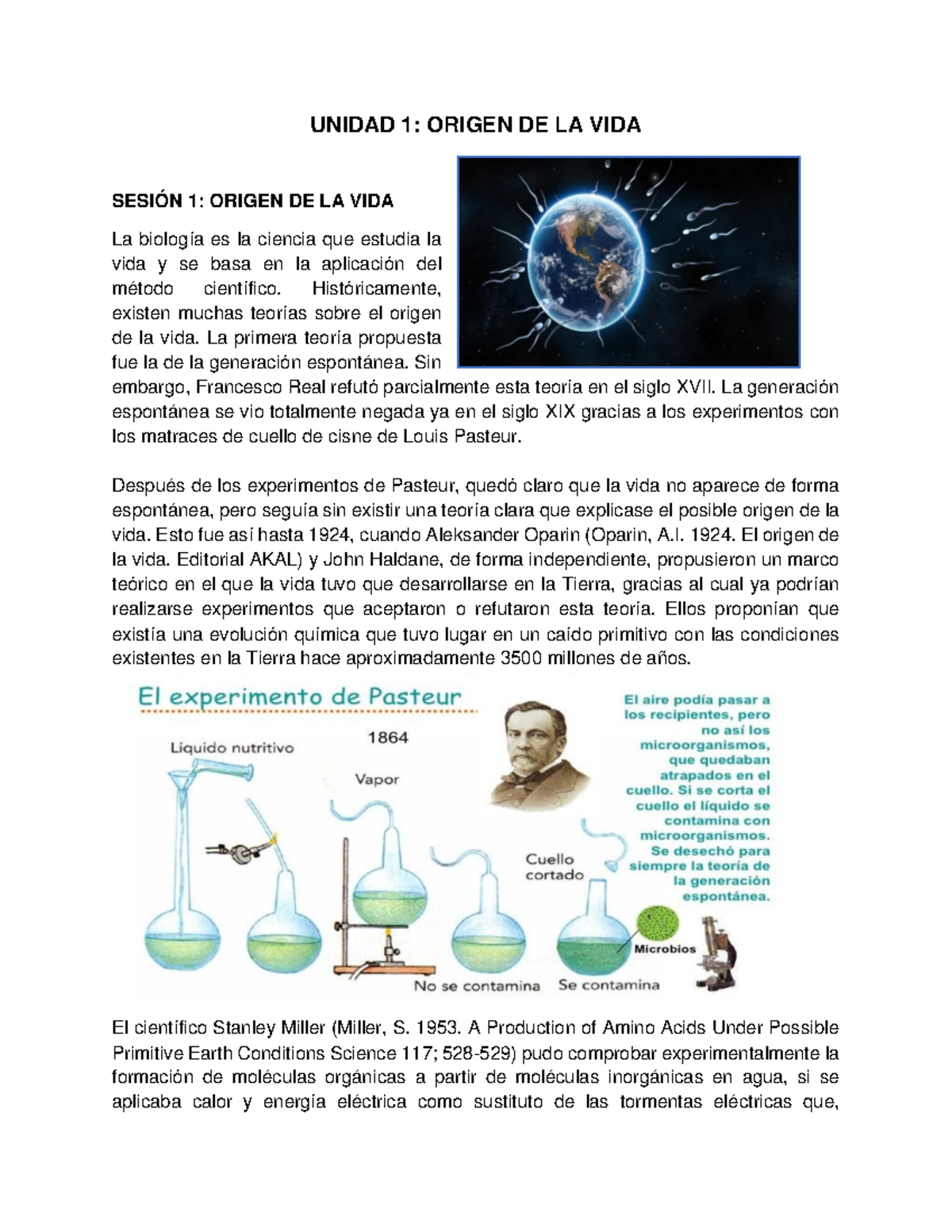 Sesión 1 Segundo BGU Biología - UNIDAD 1: ORIGEN DE LA VIDA SESIÓN 1 ...