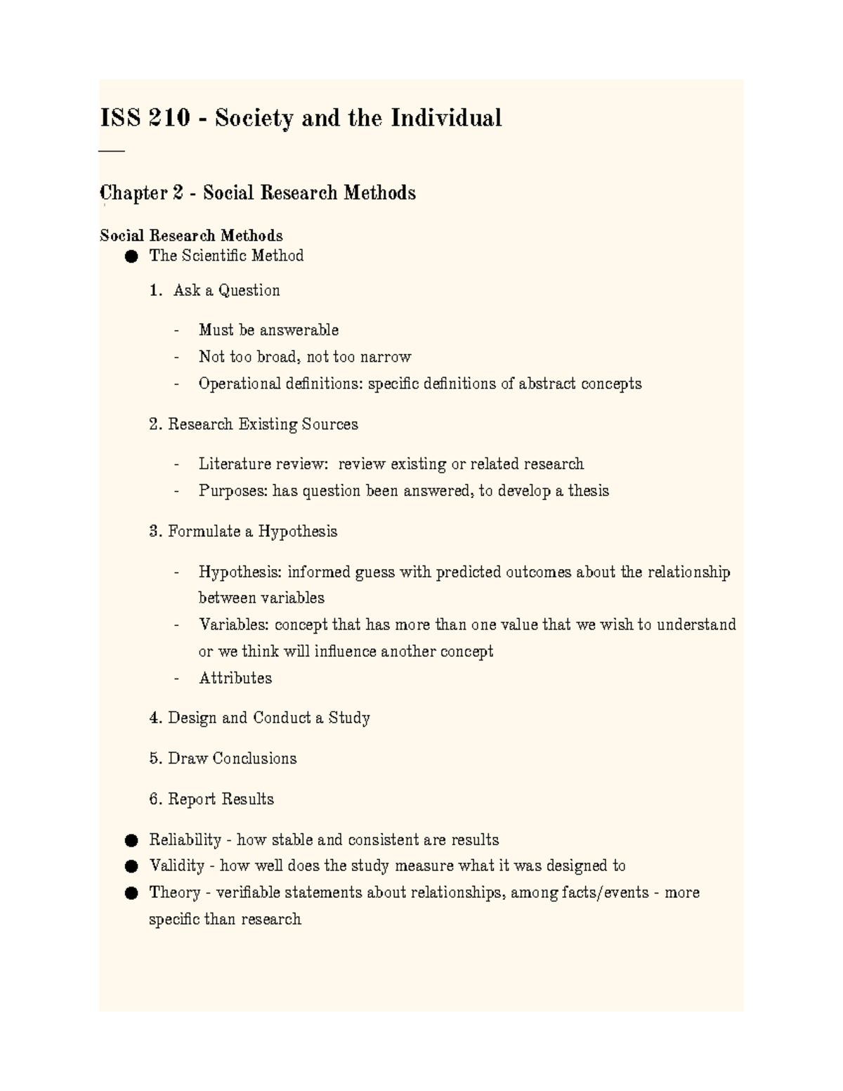 Chapter 2 - Lecture notes 2 - ISS 210 - Society and the Individual ...