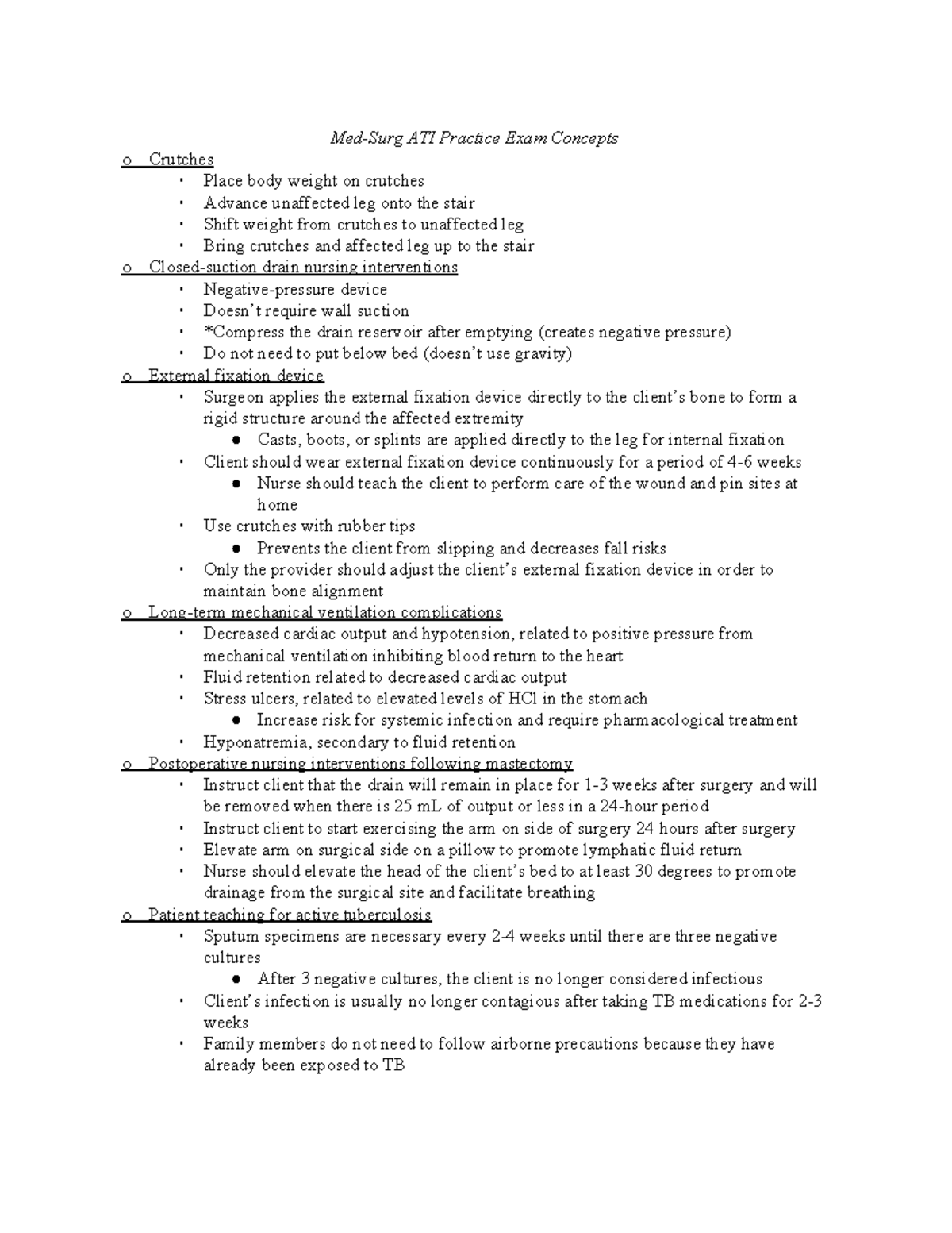 Med-surg ATI Study Guide - Med-Surg ATI Practice Exam Concepts O ...